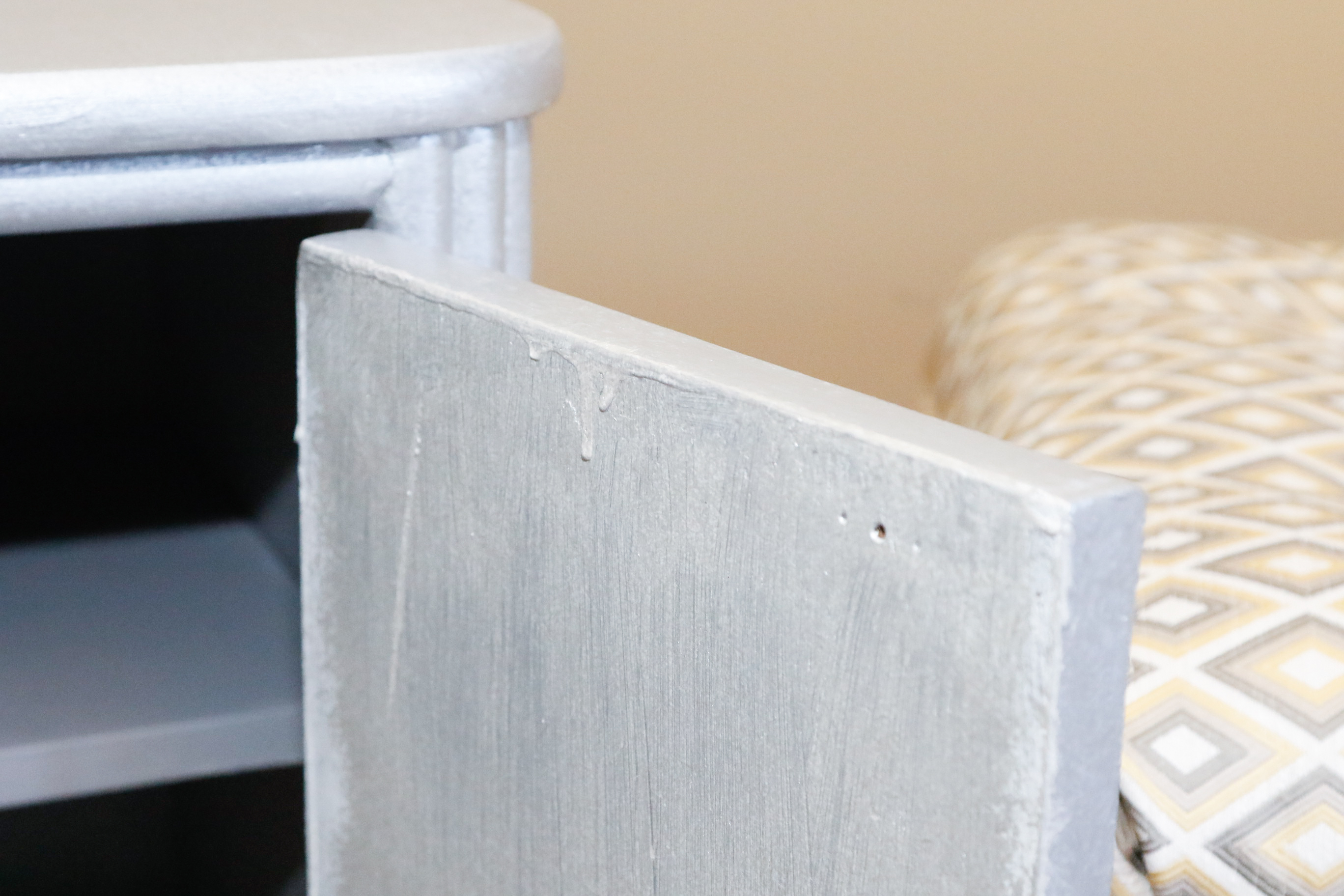 Painted and Stenciled Cabinet with Matching Seat