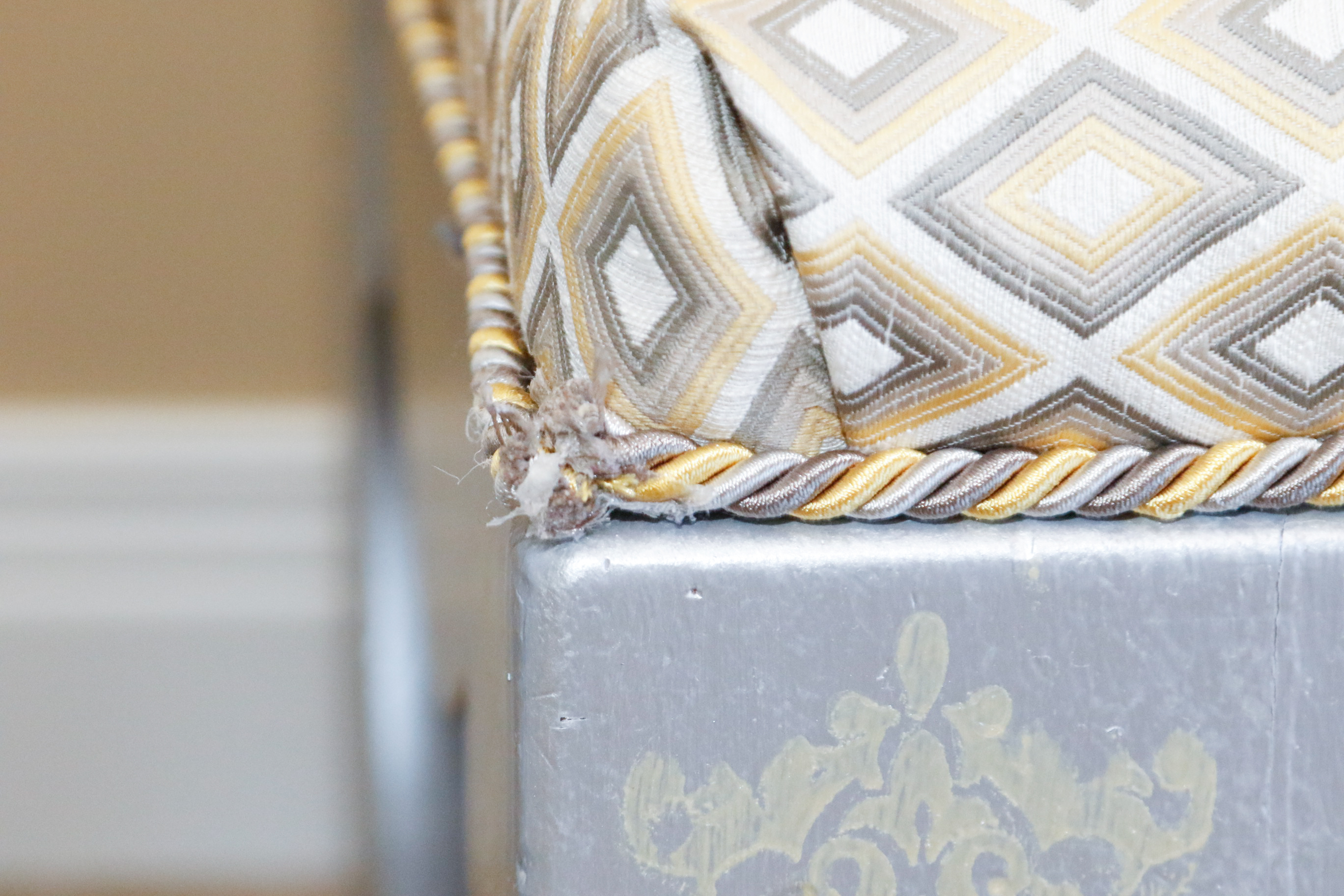 Painted and Stenciled Cabinet with Matching Seat