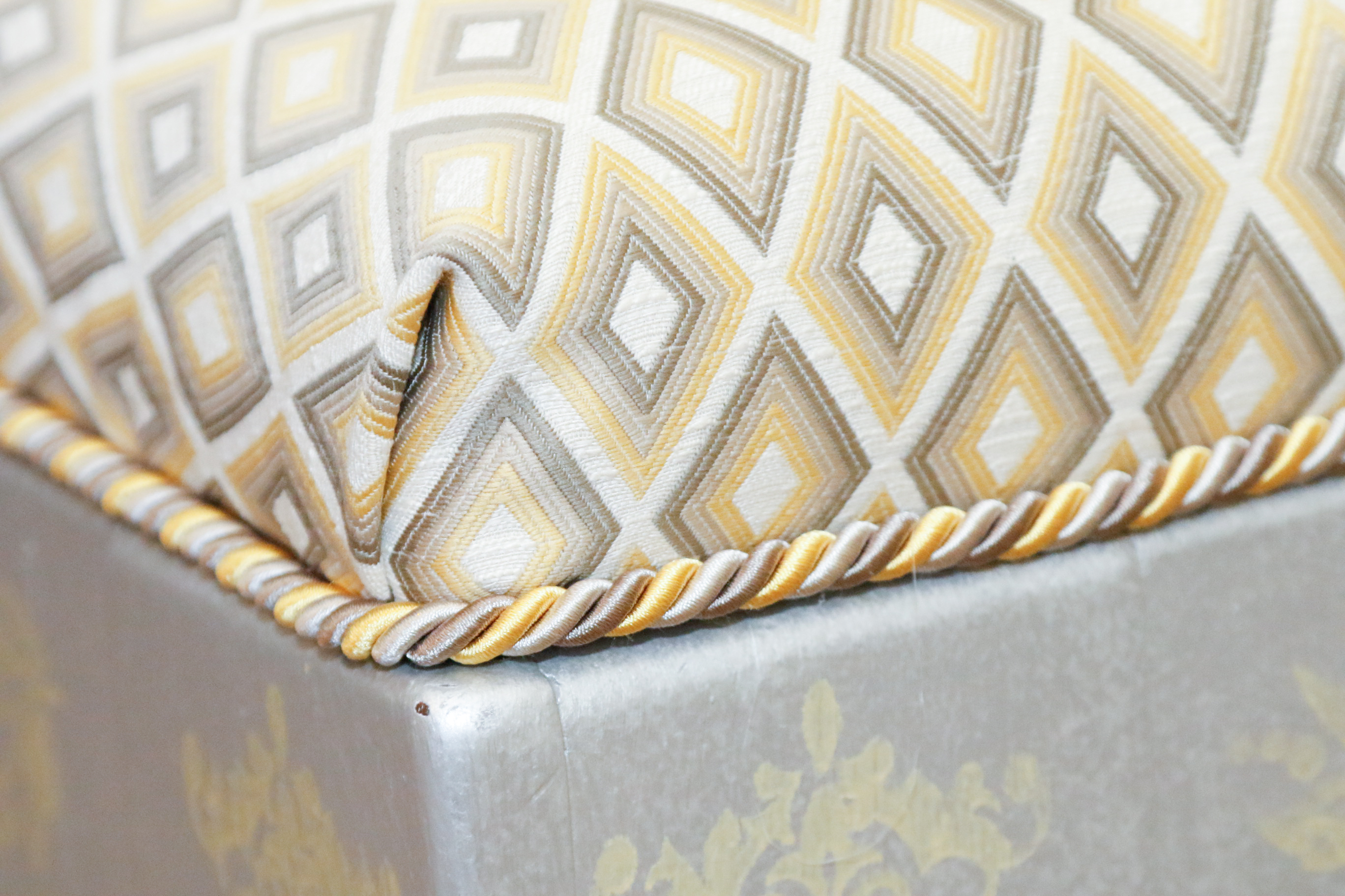 Painted and Stenciled Cabinet with Matching Seat