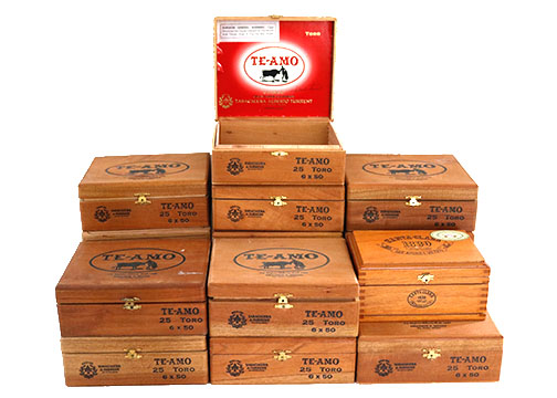 Collection of Vintage TE-AMO Wooden Cigar Boxes