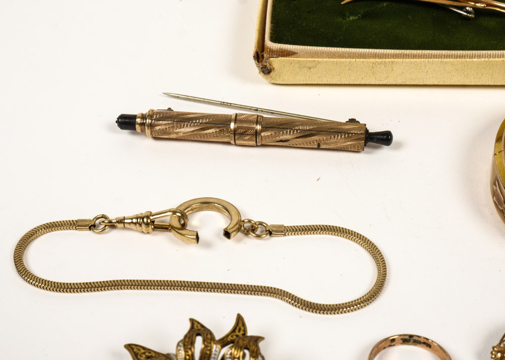 Assortment of Vintage and Antique Gold Tone Jewelry