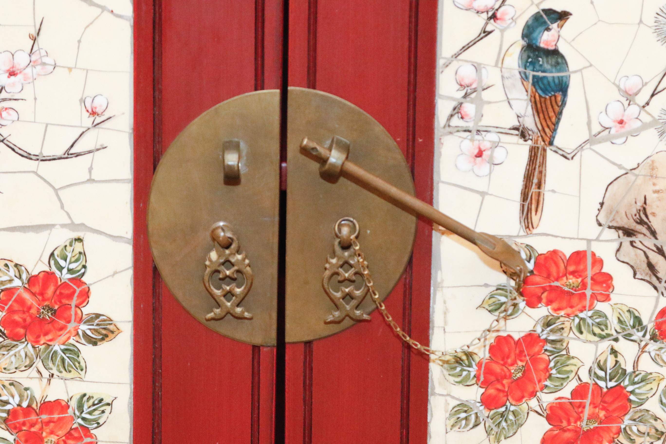 Asian Inspired Pagoda Style Cabinet