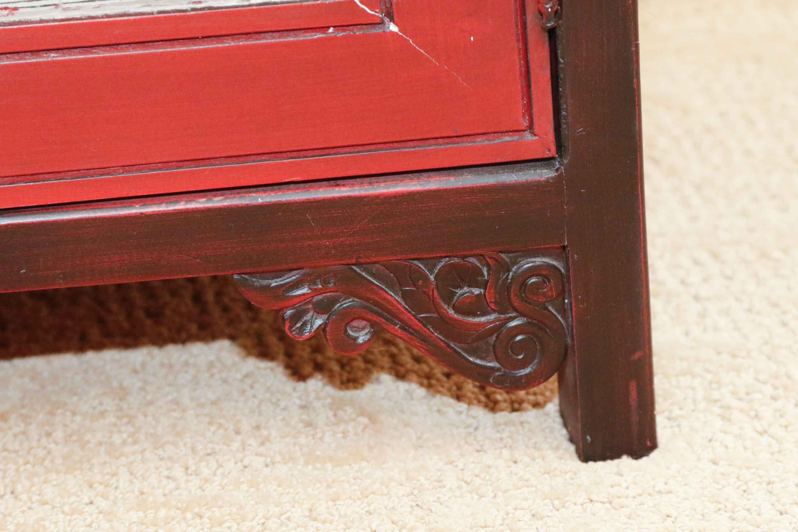 Asian Inspired Pagoda Style Cabinet