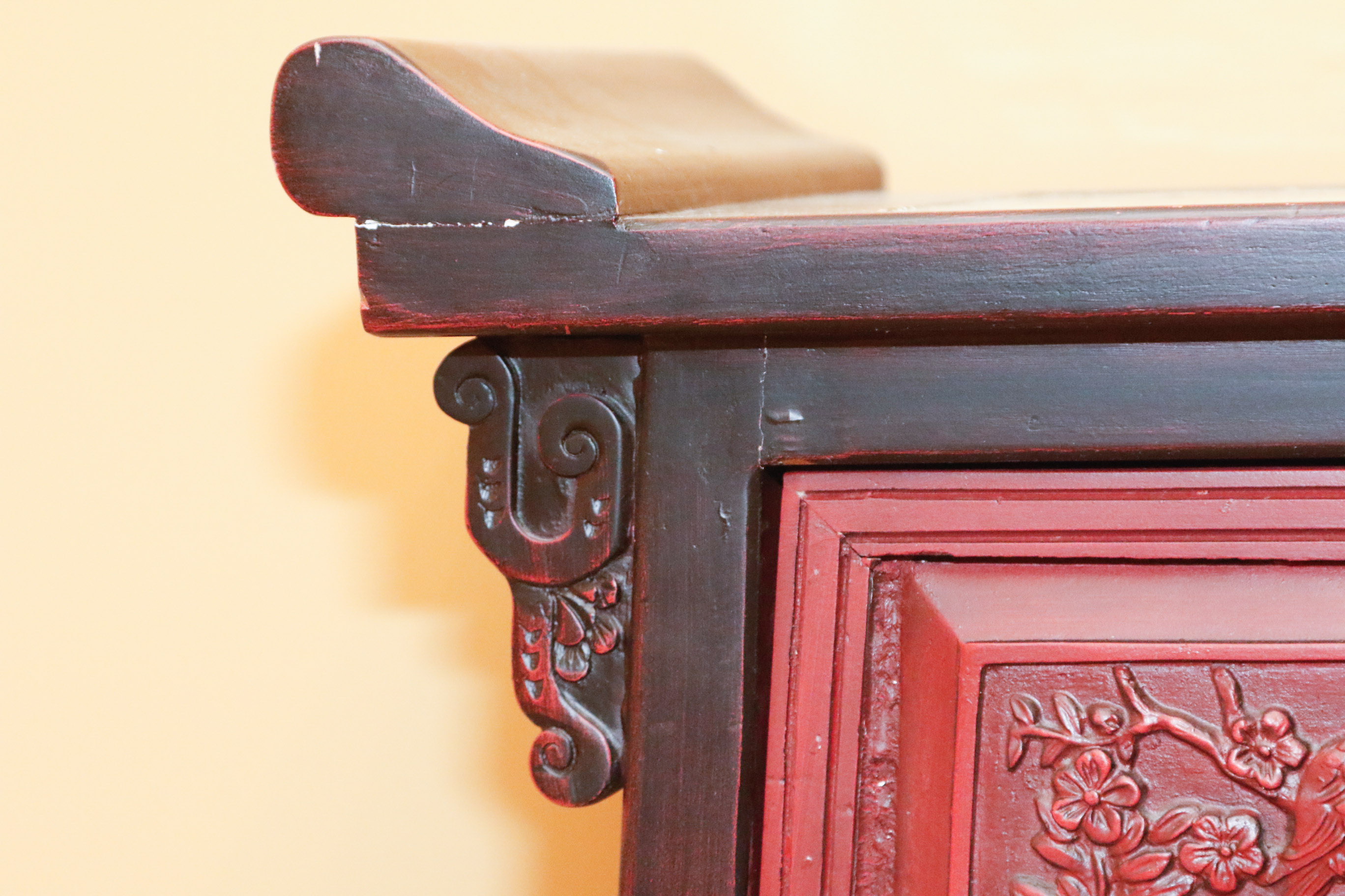 Asian Inspired Pagoda Style Cabinet