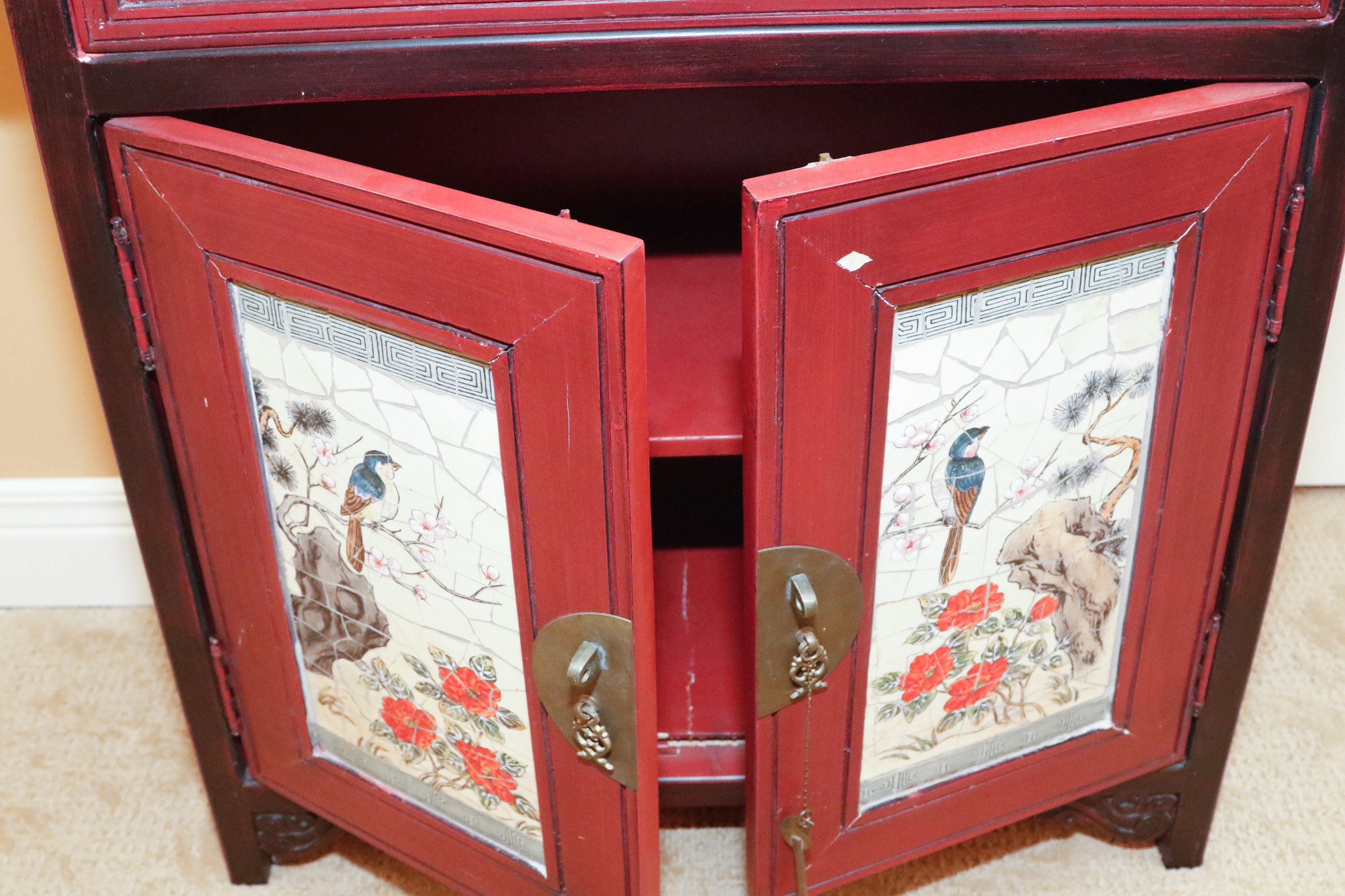 Asian Inspired Pagoda Style Cabinet