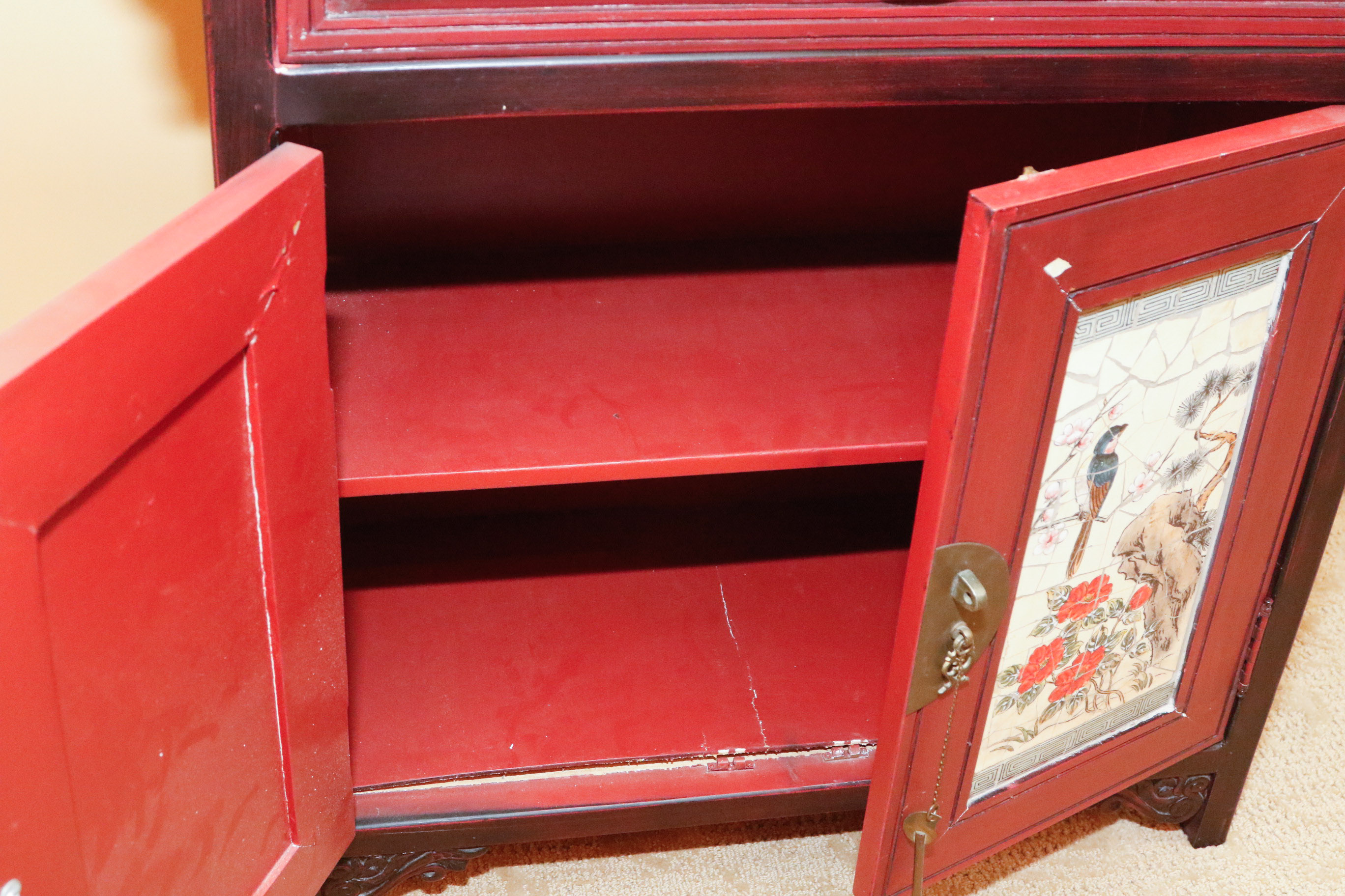 Asian Inspired Pagoda Style Cabinet