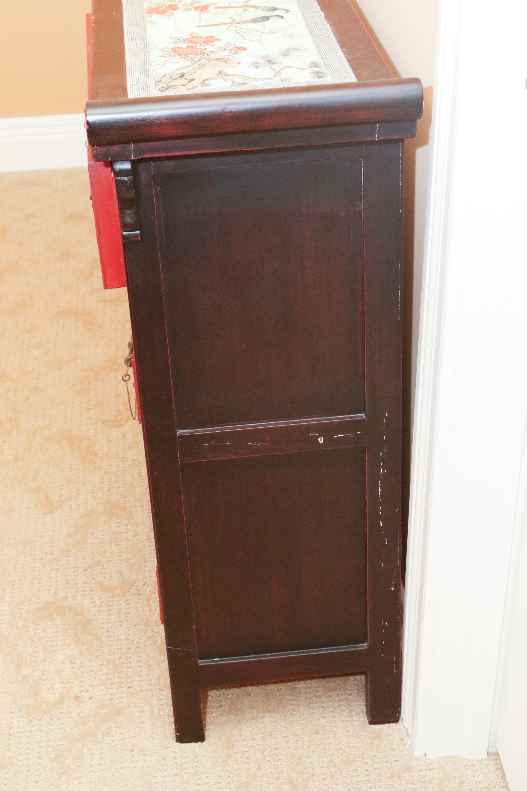 Asian Inspired Pagoda Style Cabinet