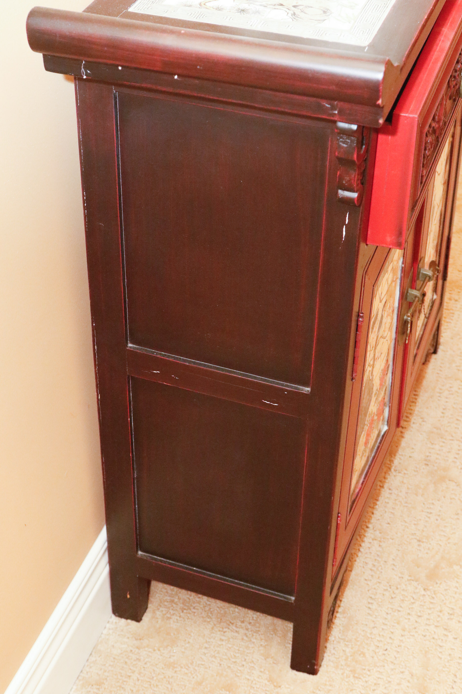 Asian Inspired Pagoda Style Cabinet