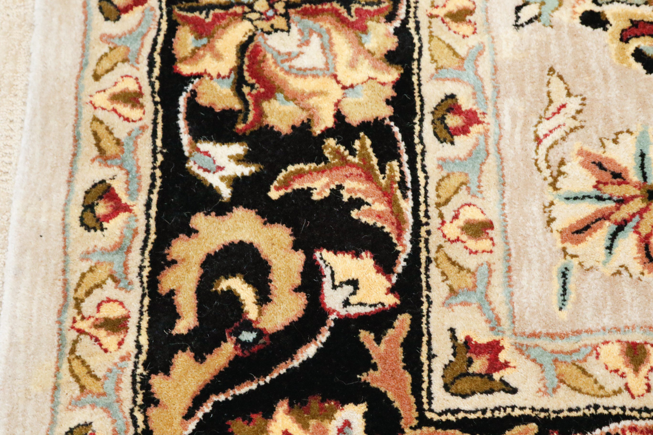 Black and Beige Wool Area Rug