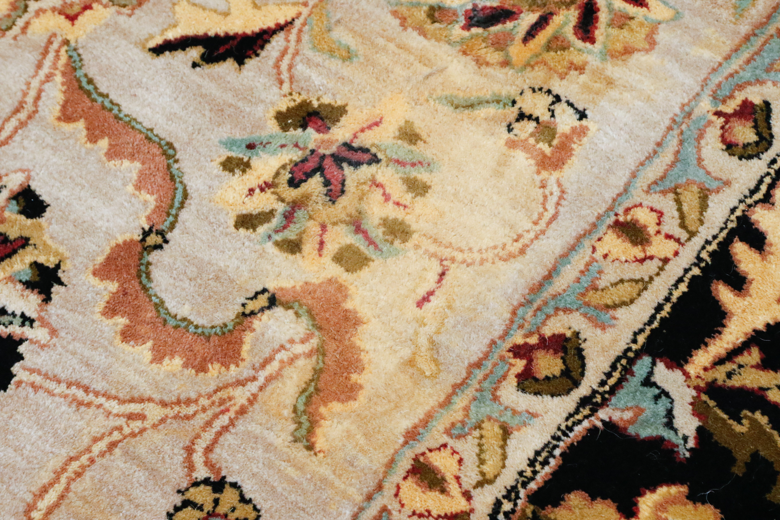 Black and Beige Wool Area Rug