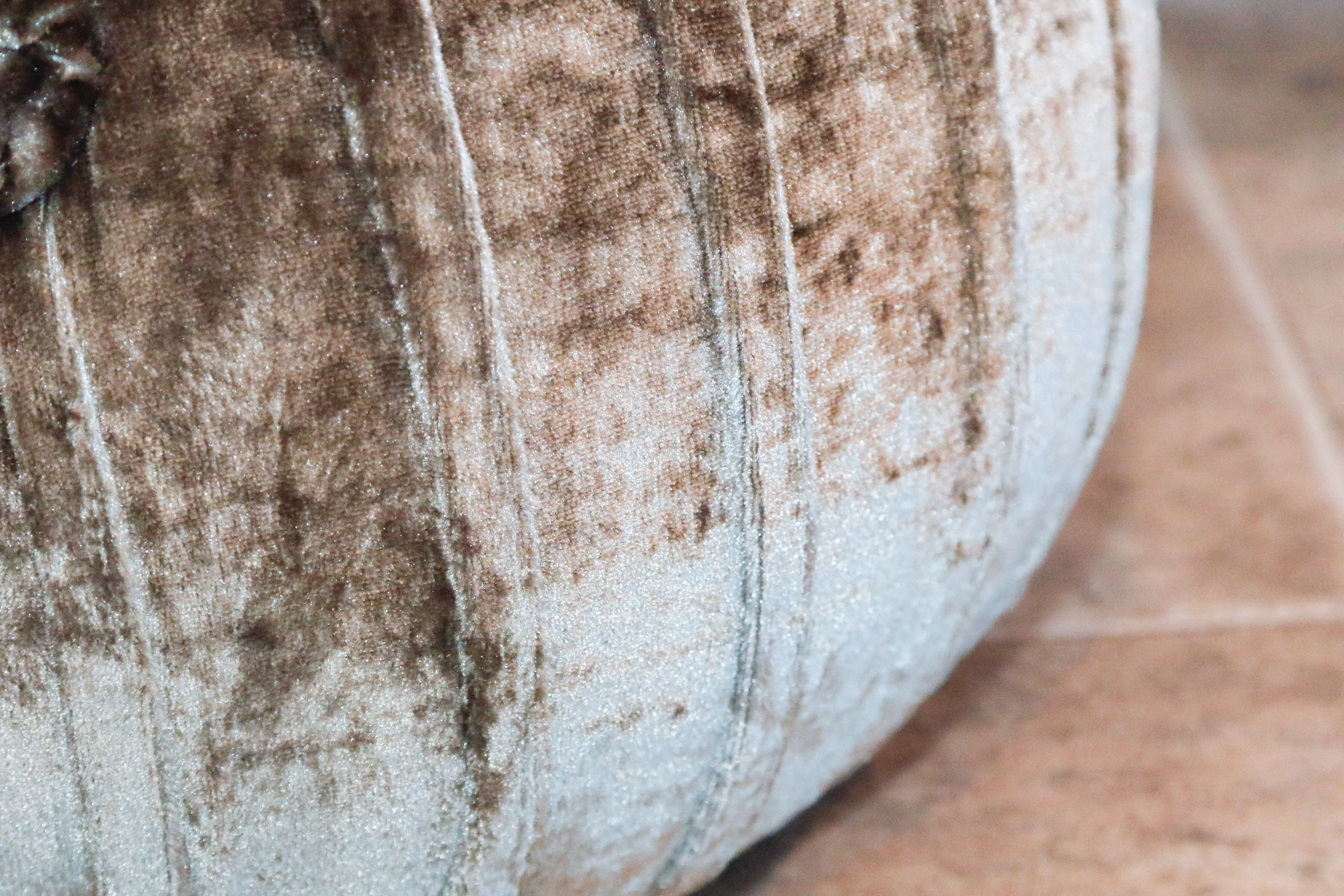 Green Velvet Toile Pouf