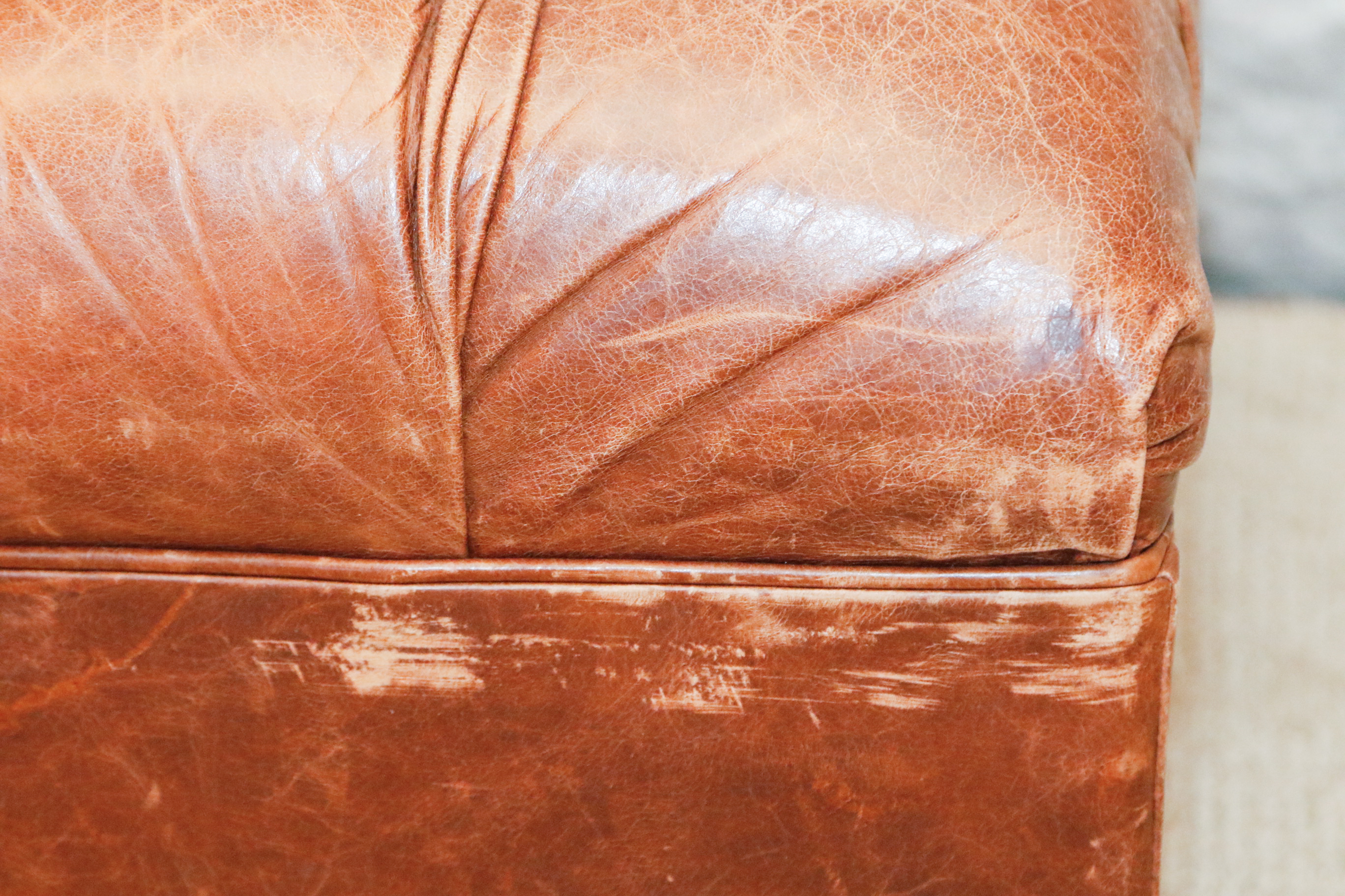 Tufted Leather Ottoman or Footstool