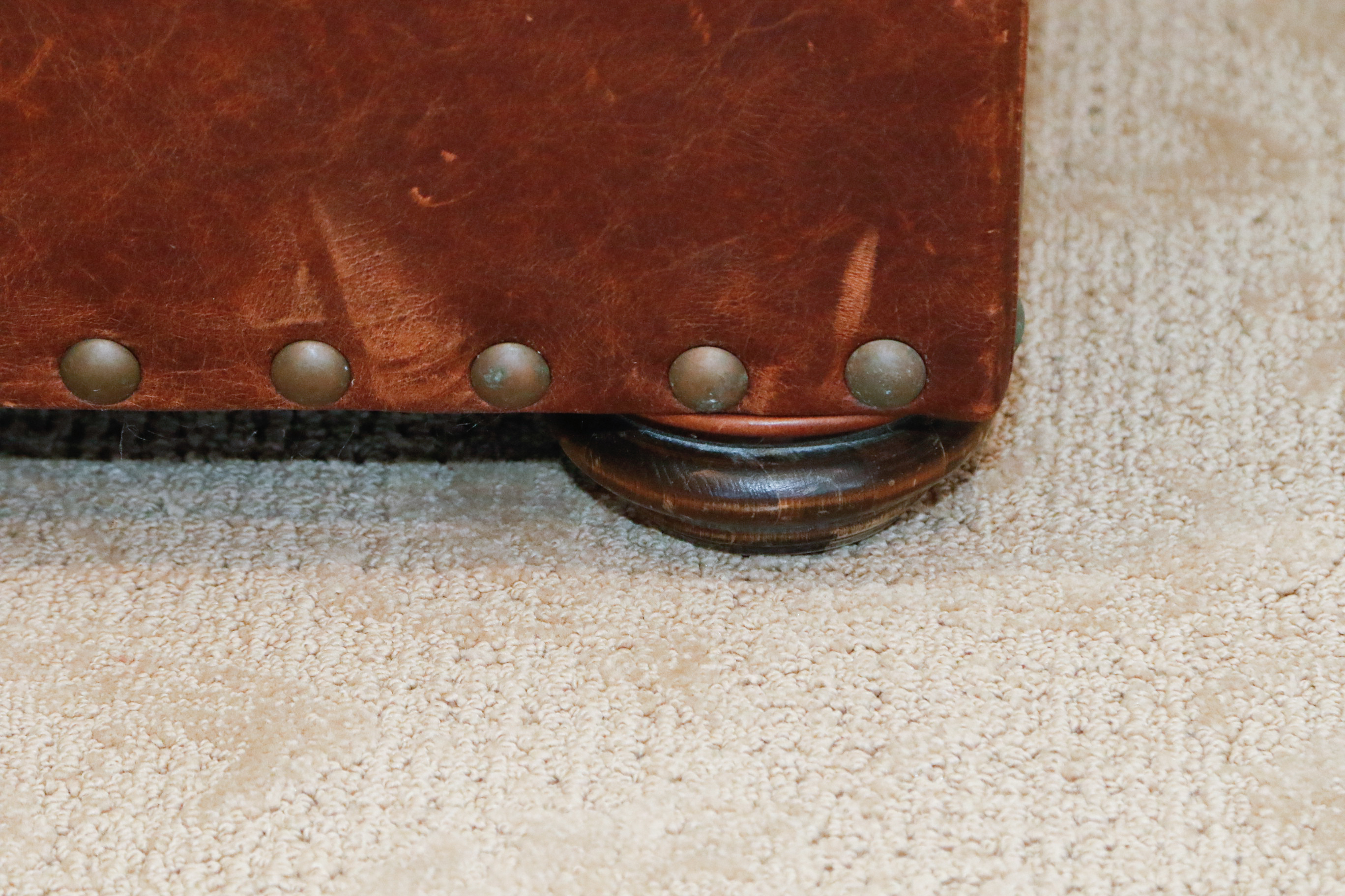 Tufted Leather Ottoman or Footstool