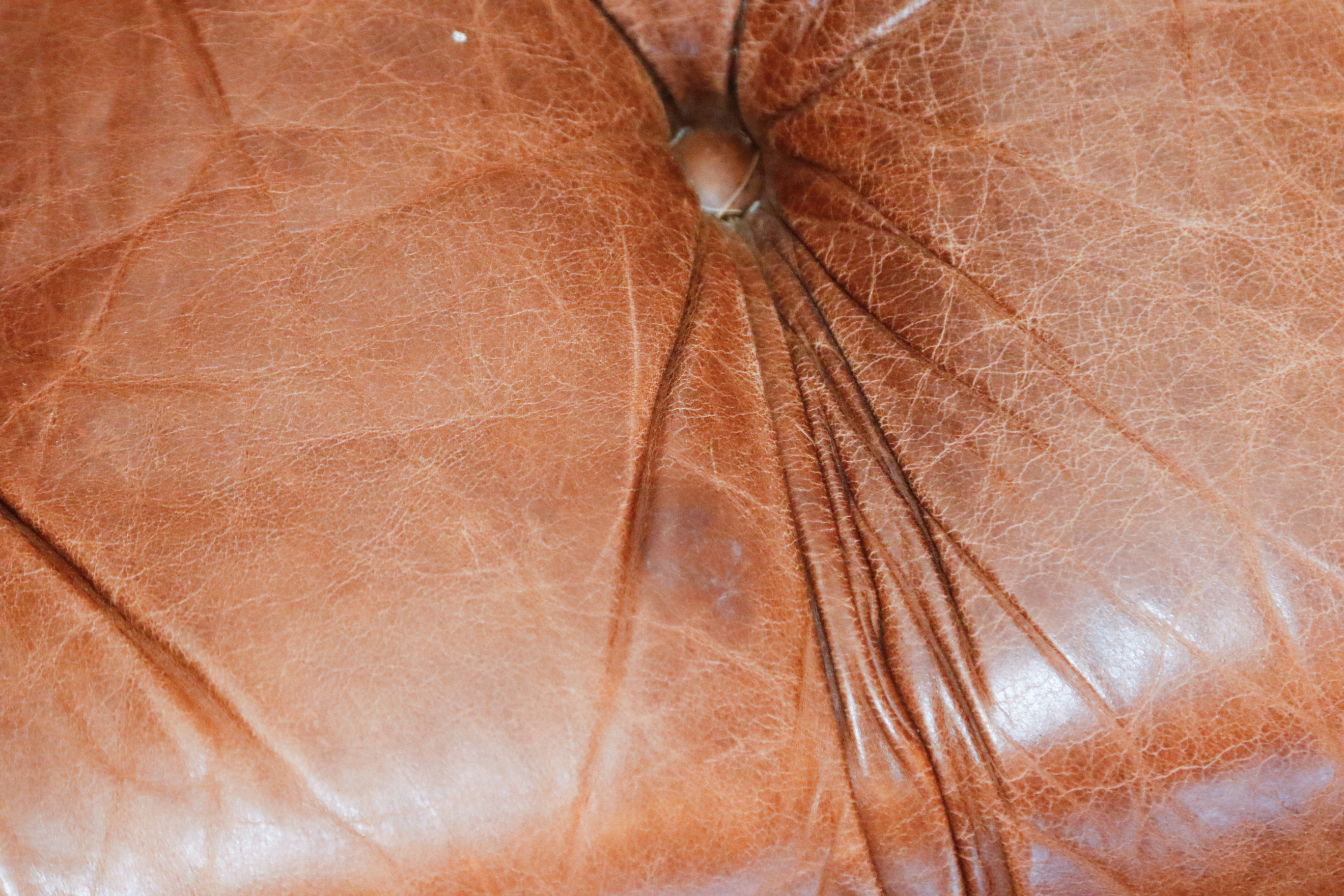 Tufted Leather Ottoman or Footstool