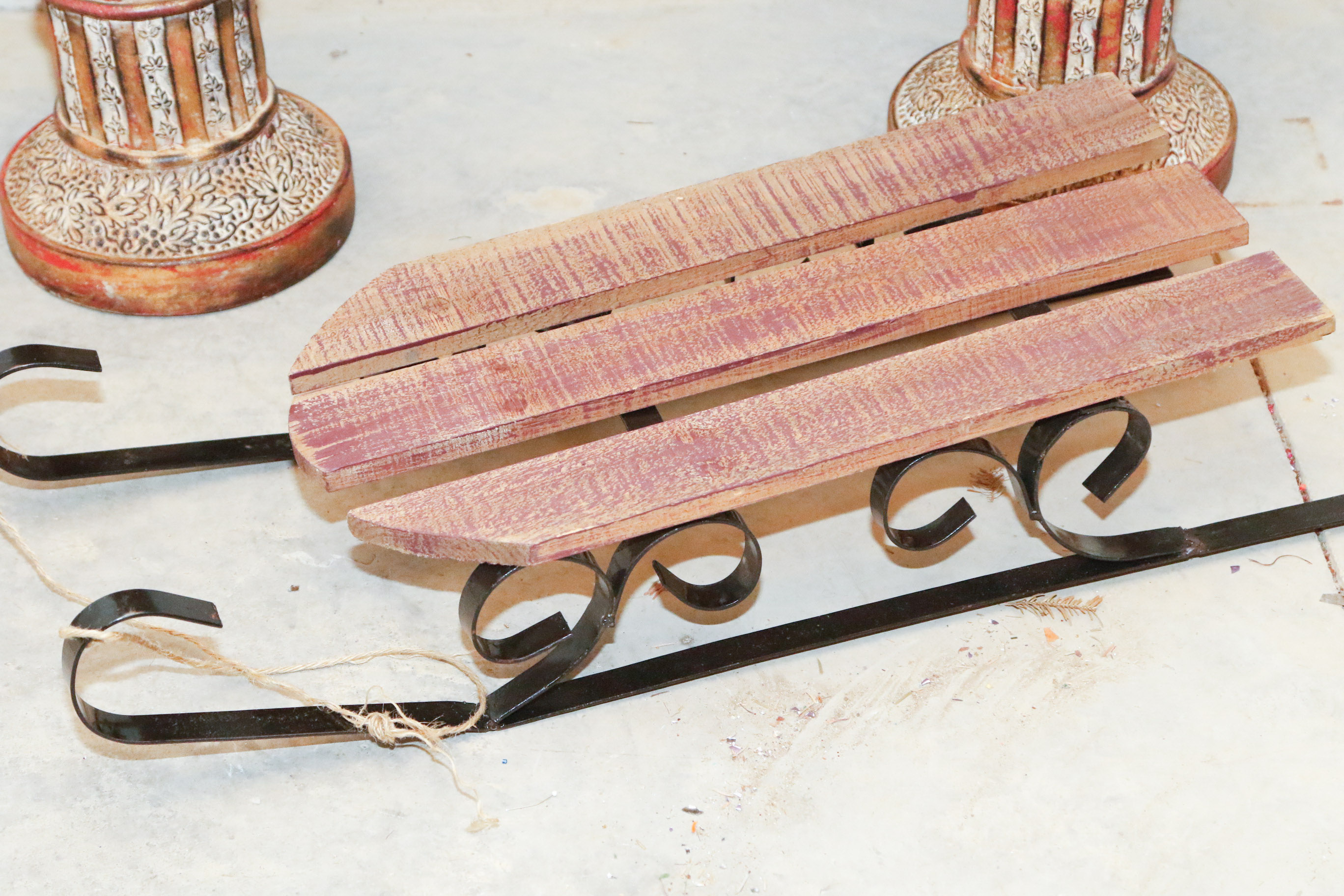 Holiday Arrangements with Decorative Wooden Sled