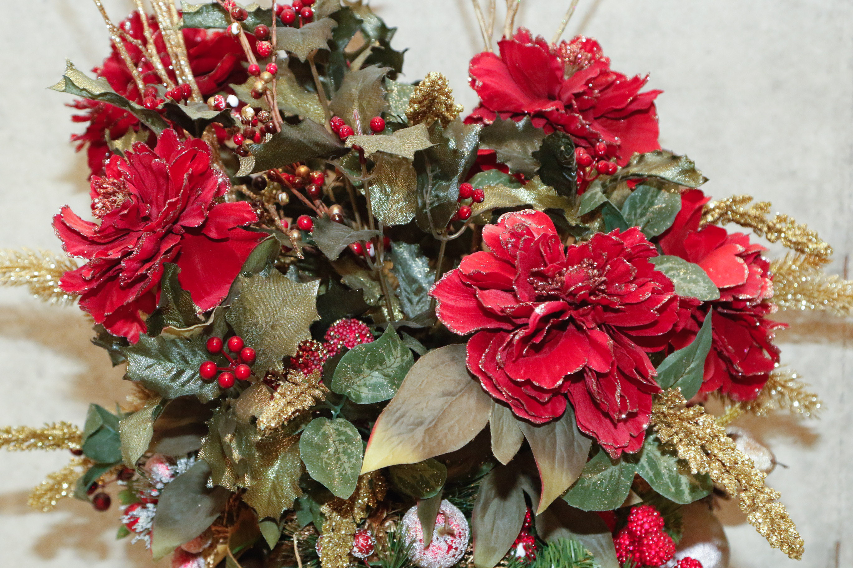 Holiday Arrangements with Decorative Wooden Sled