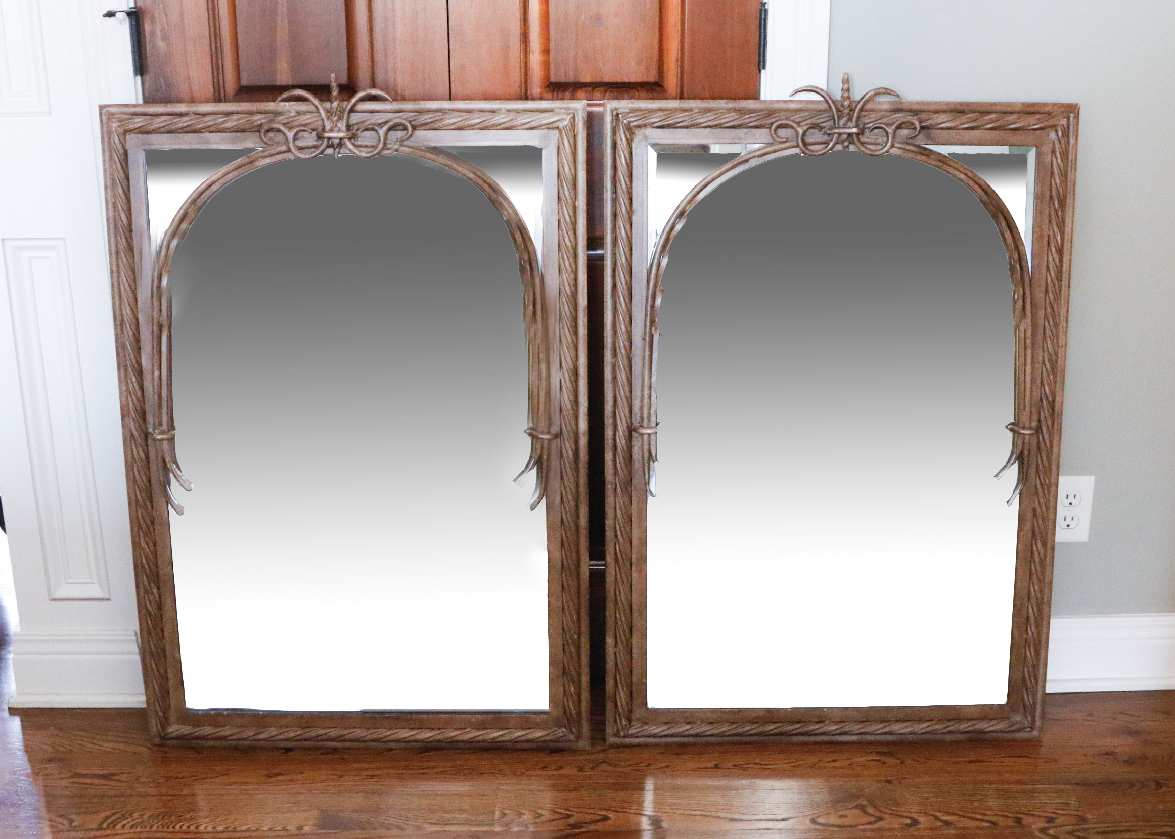 Arched Twisted Iron Mirror Pair