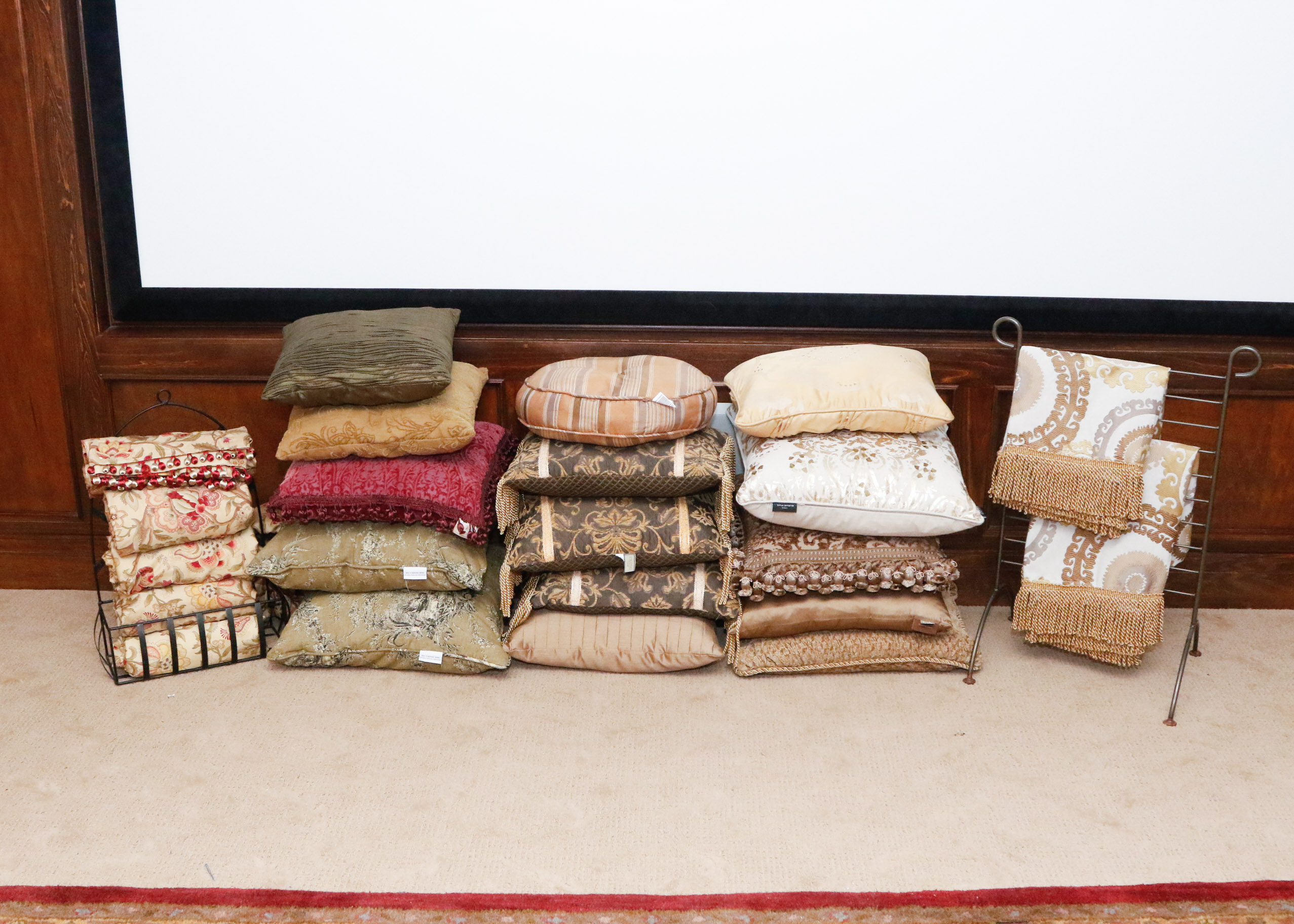 Selection of Designer Pillows and Drapery