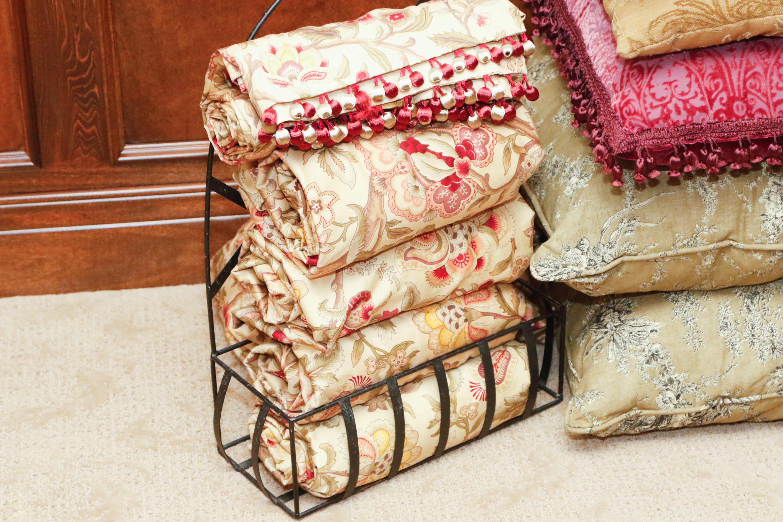Selection of Designer Pillows and Drapery
