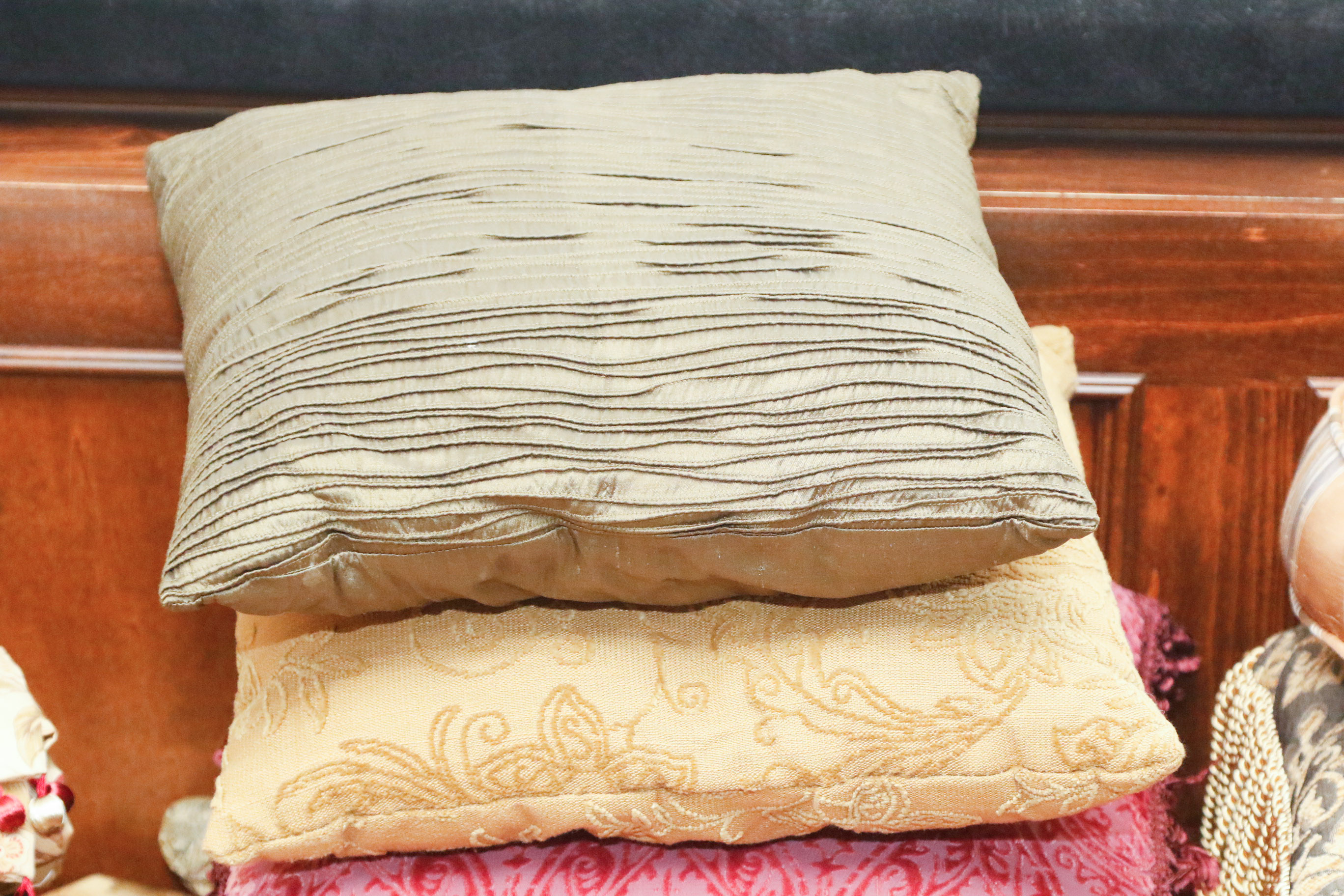 Selection of Designer Pillows and Drapery