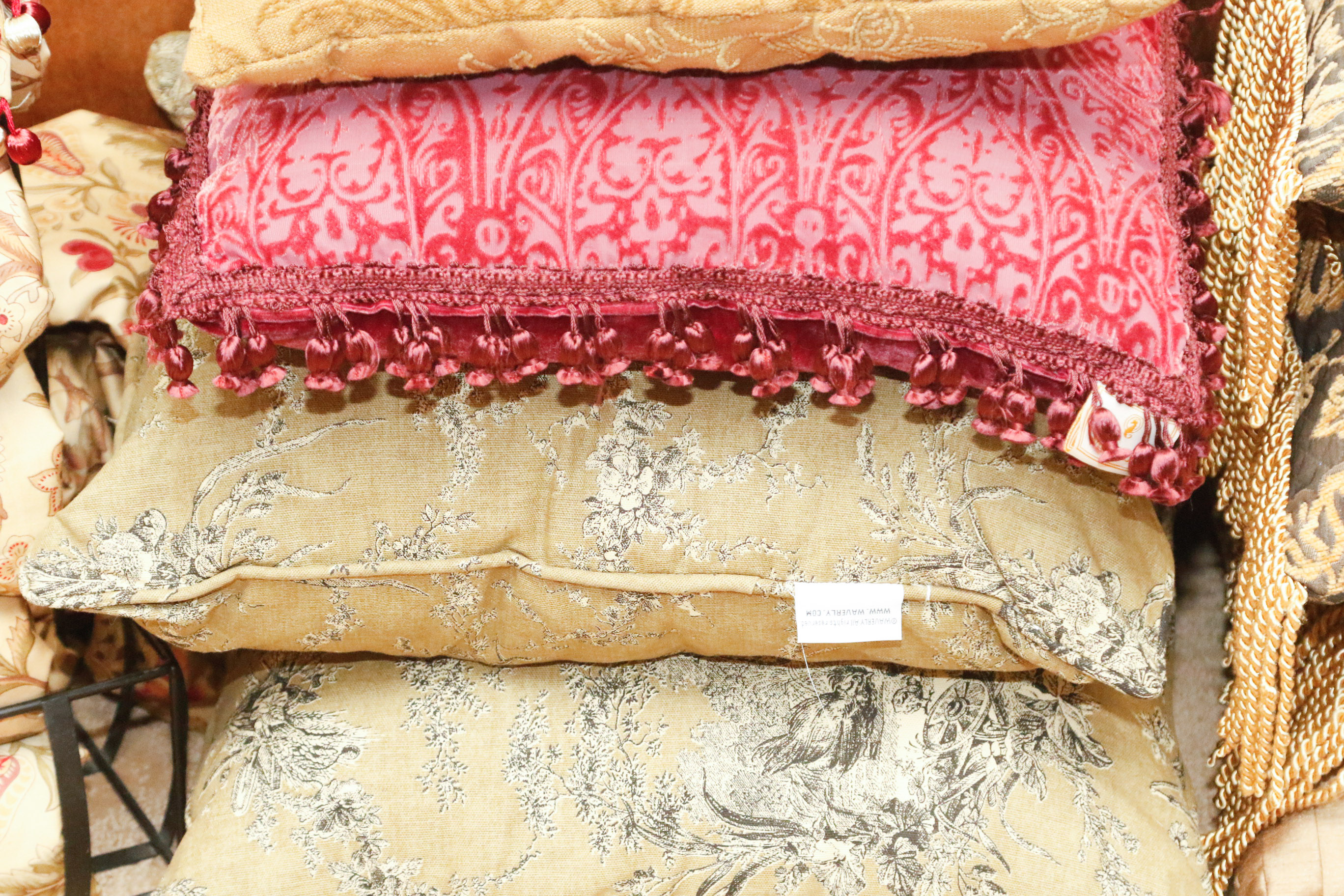 Selection of Designer Pillows and Drapery