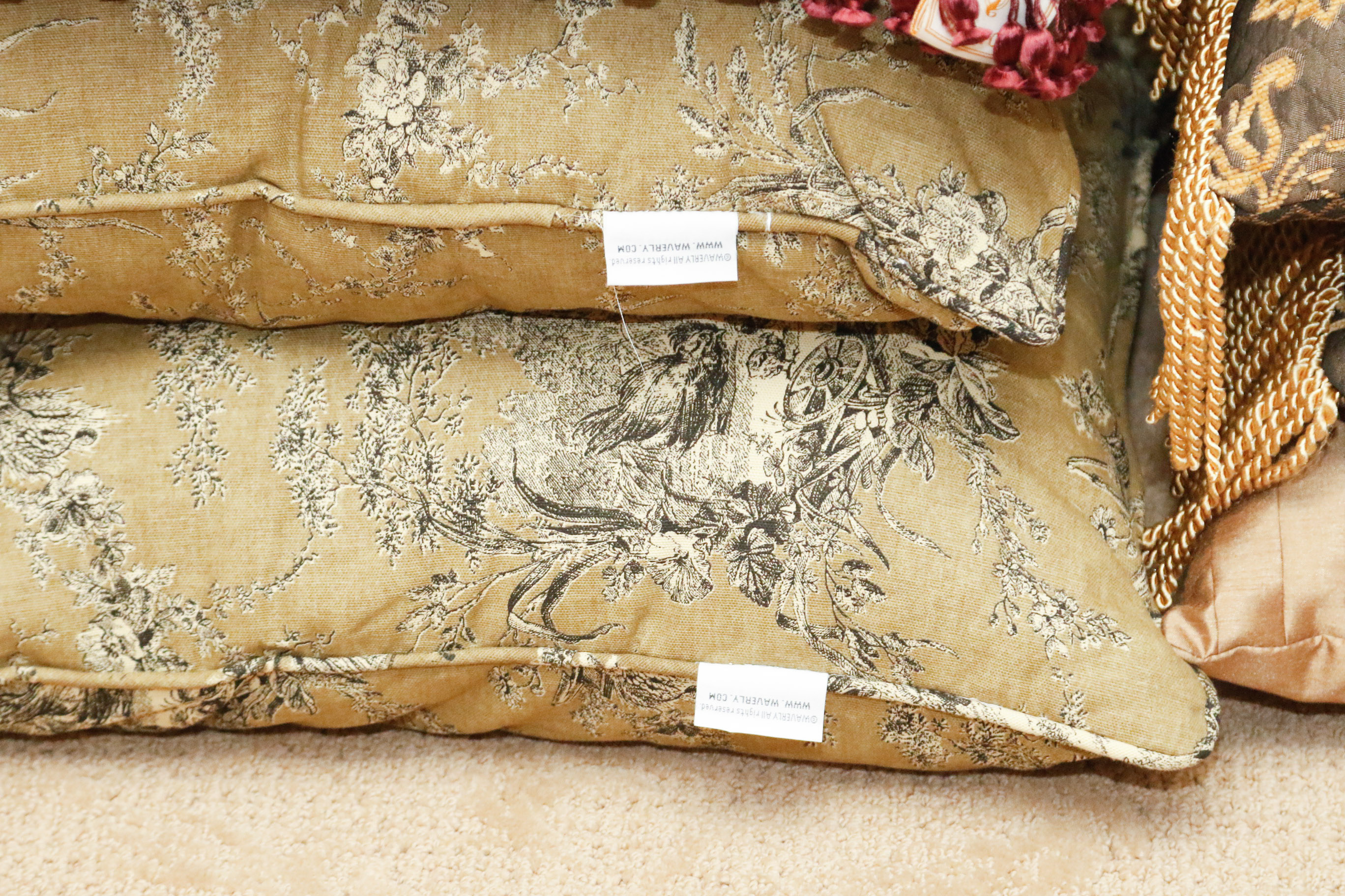 Selection of Designer Pillows and Drapery