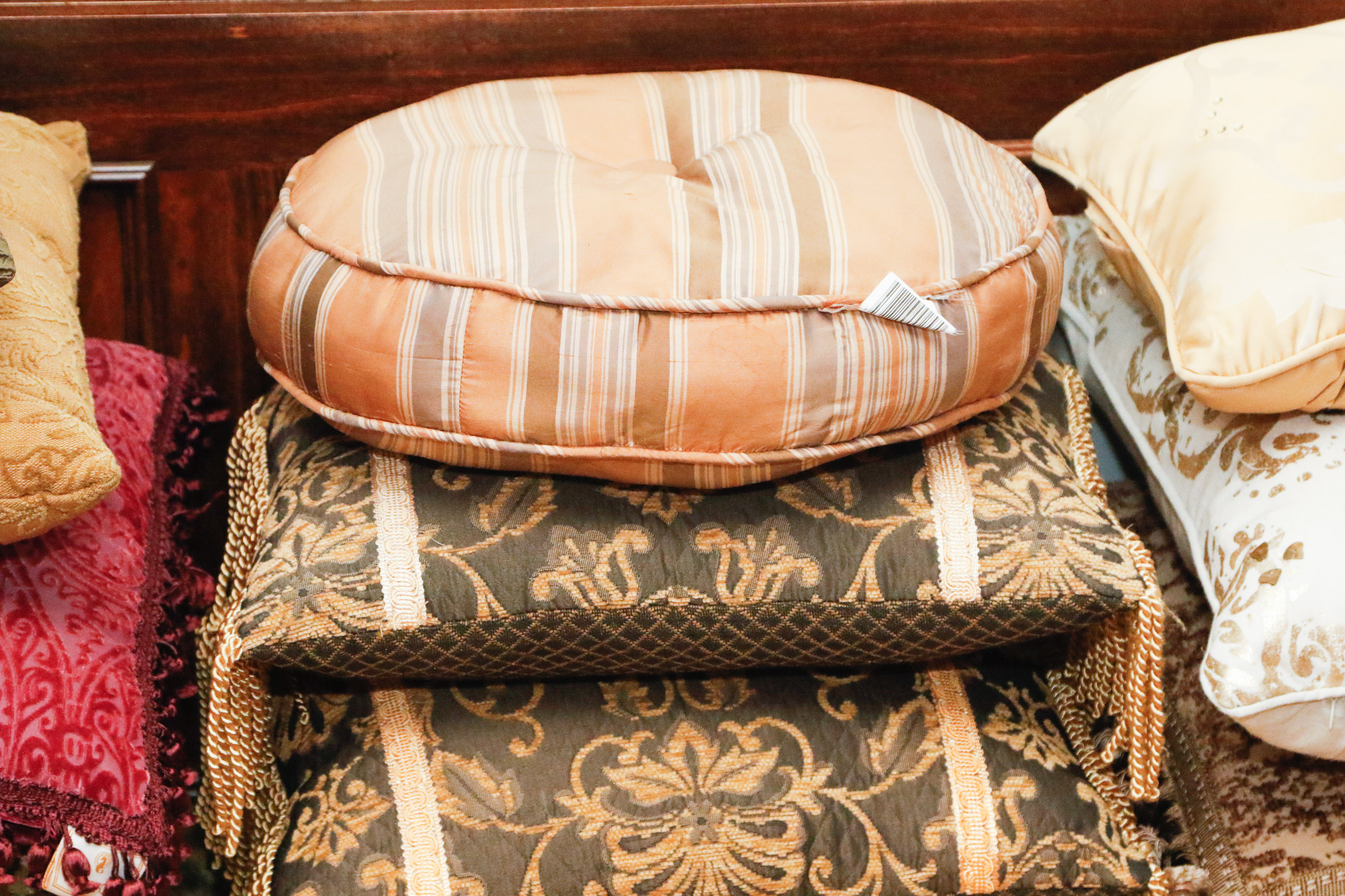 Selection of Designer Pillows and Drapery