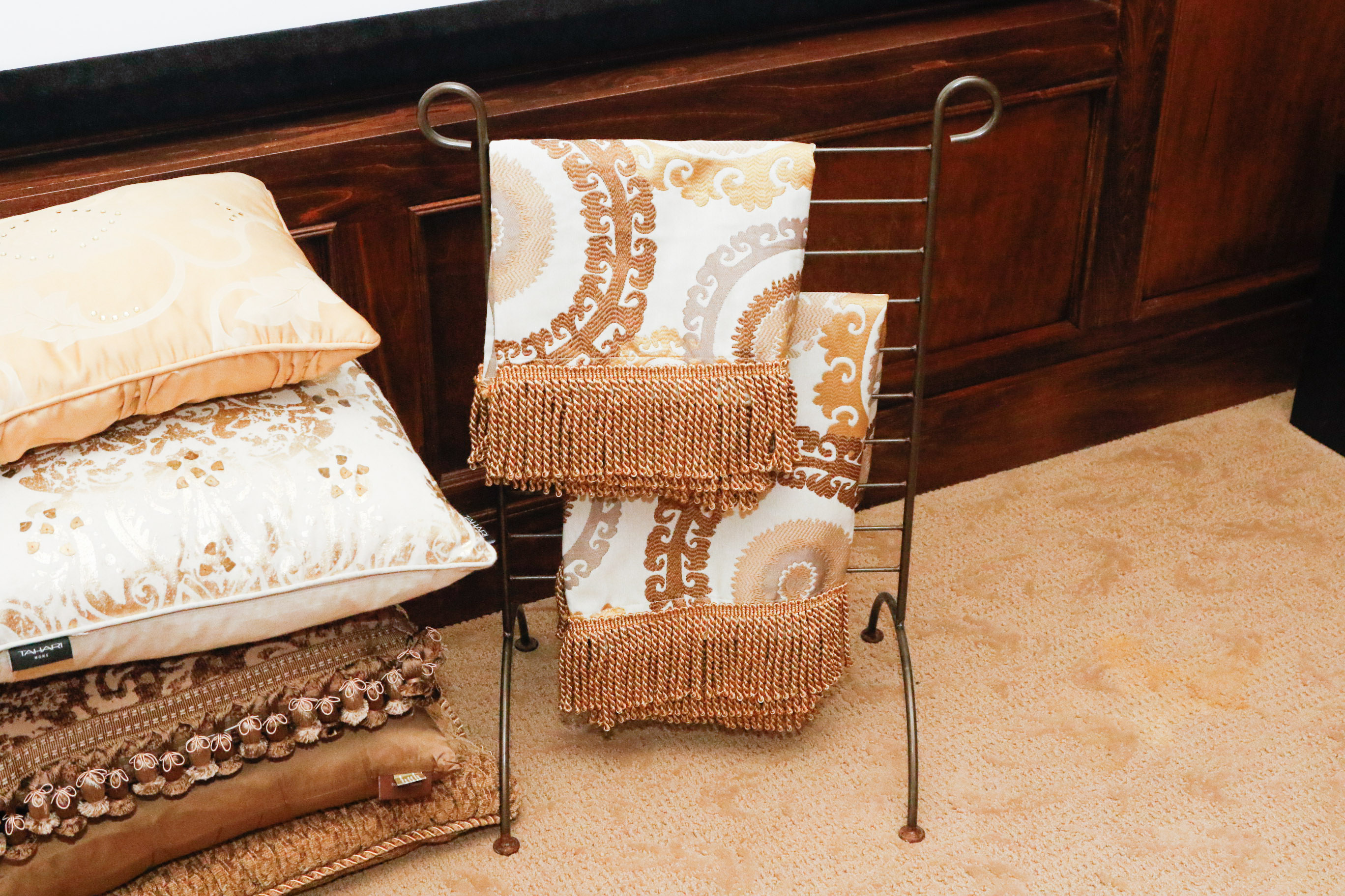 Selection of Designer Pillows and Drapery