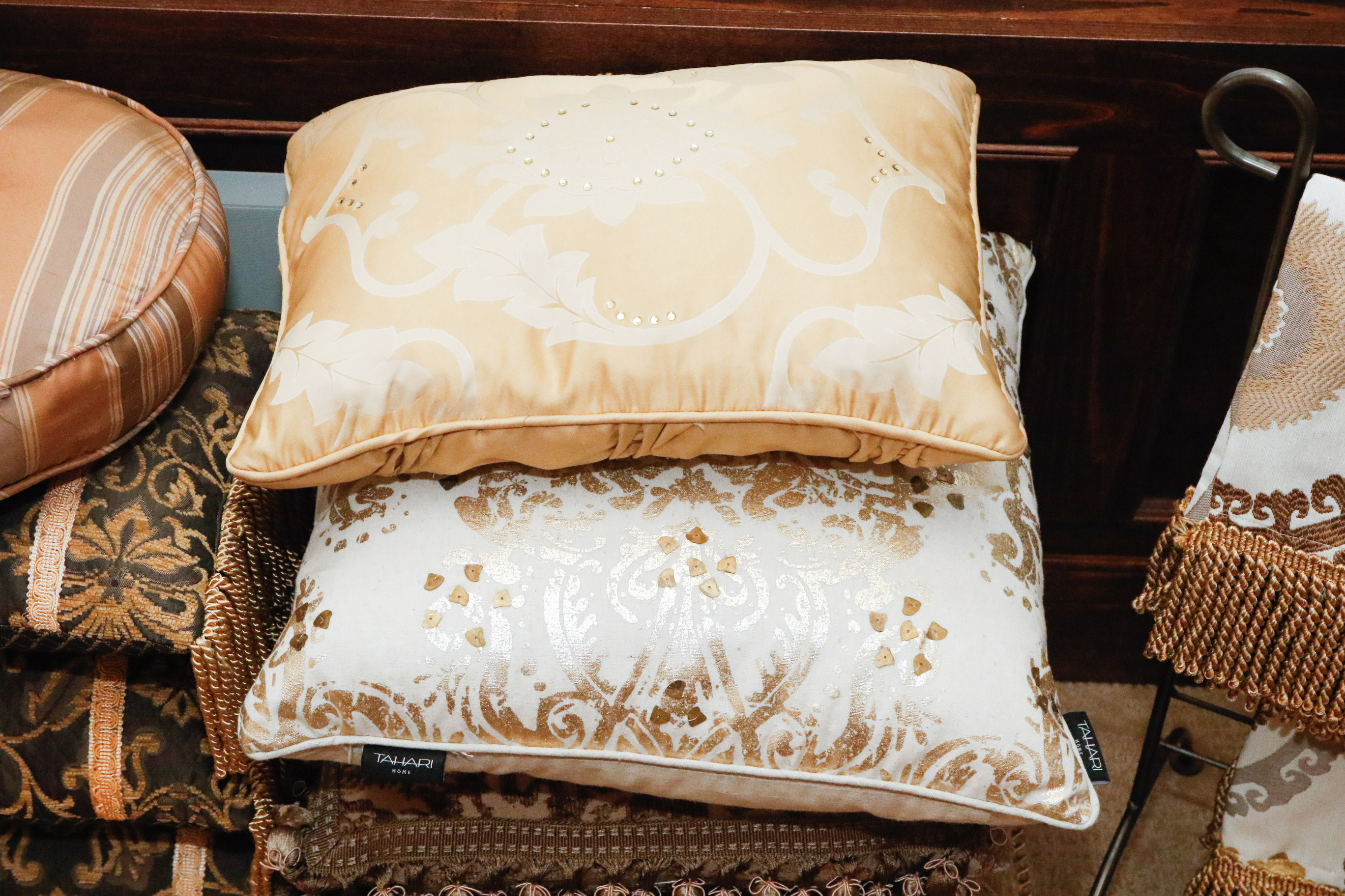 Selection of Designer Pillows and Drapery