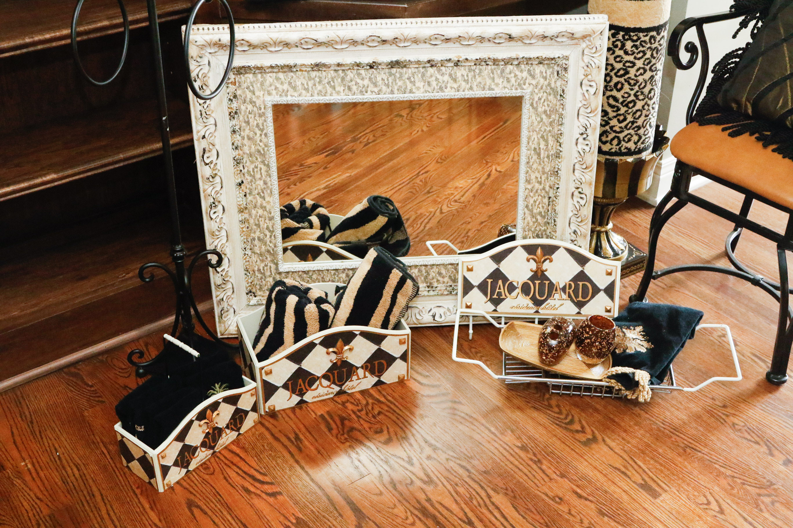 Black, Gold and Leopard Accent Bed and Bath Decor