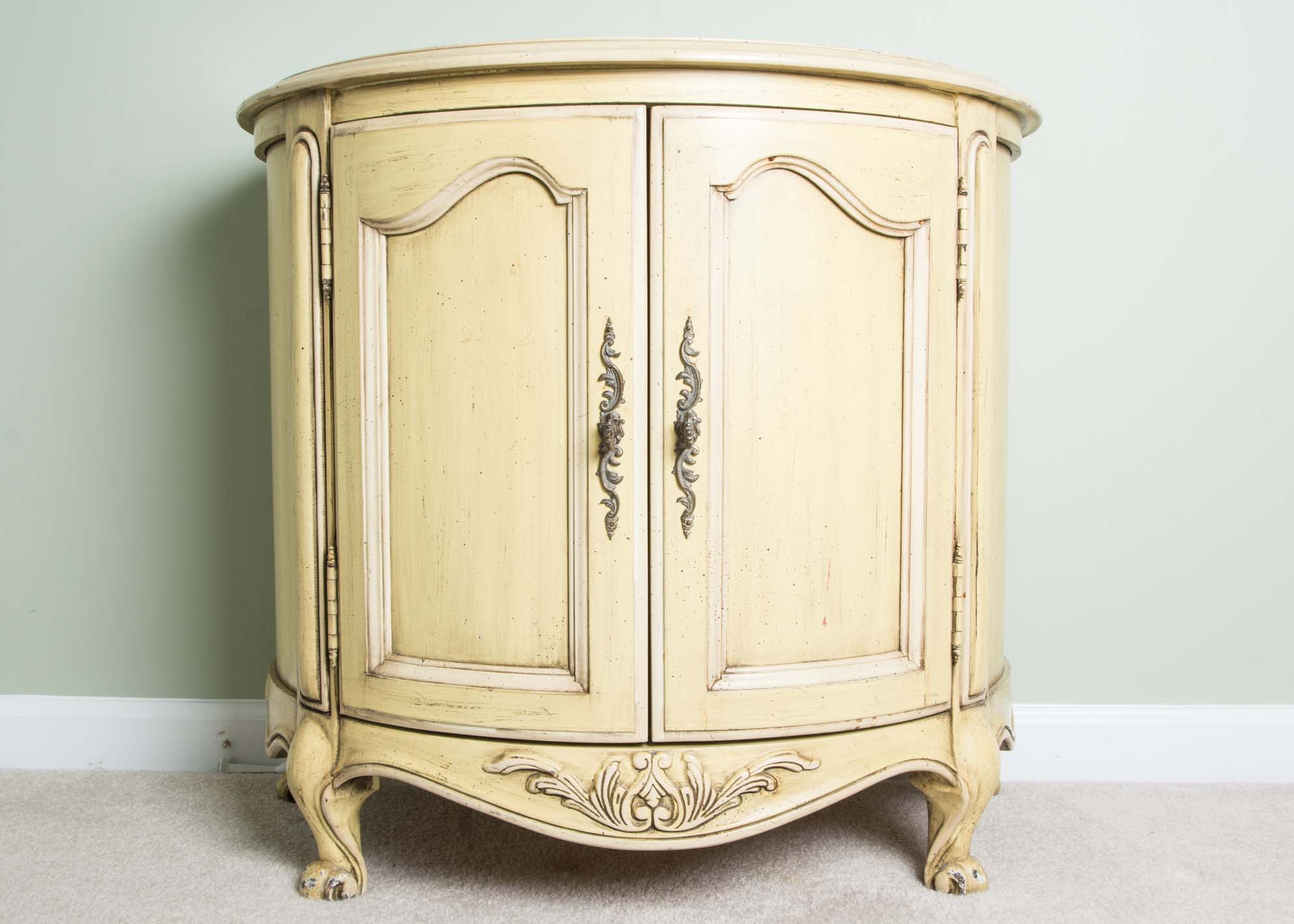 French Provincial Style Demilune Side Table