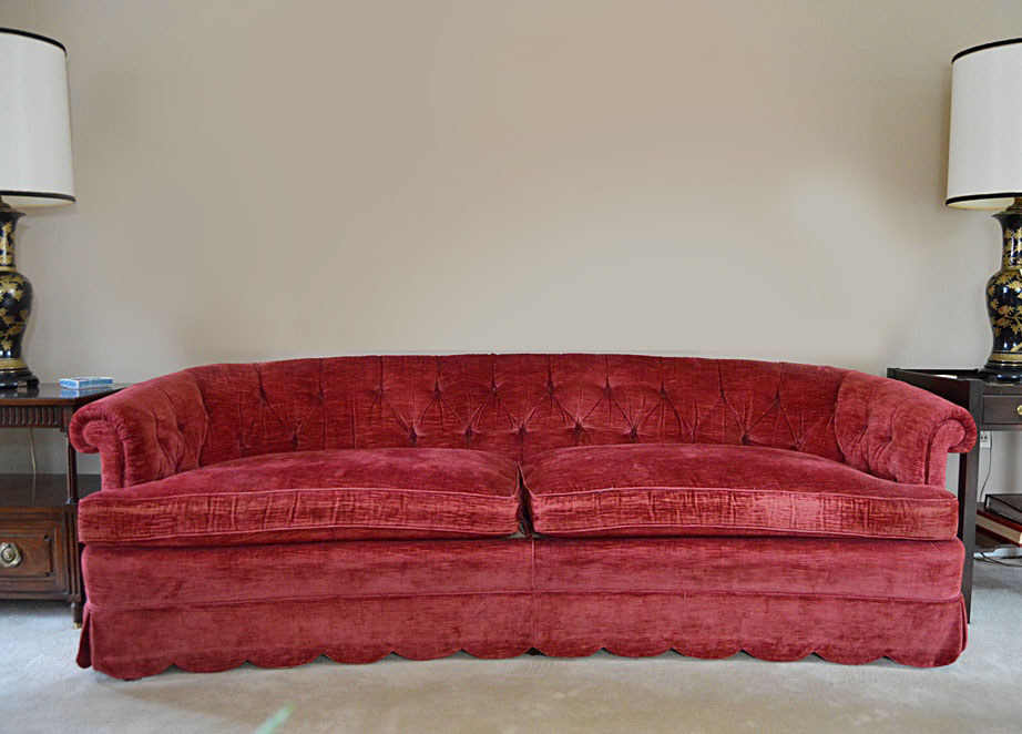 1970s-1980s Henredon Raspberry Velvet Sofa