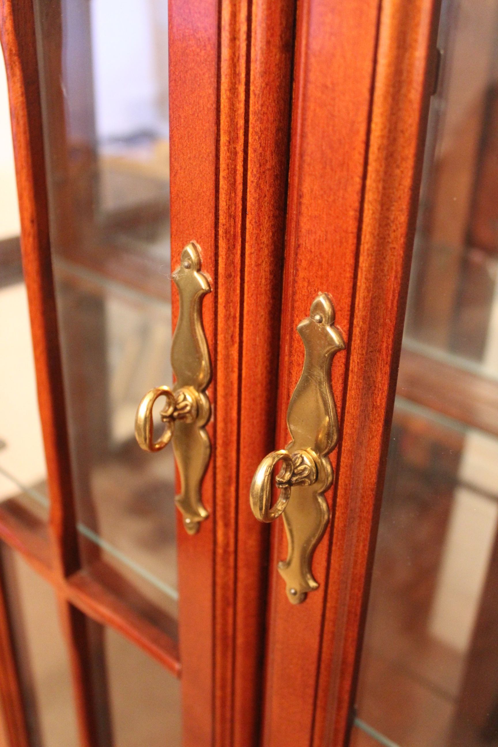 Queen Anne Style Cherry China Cabinet and Hutch