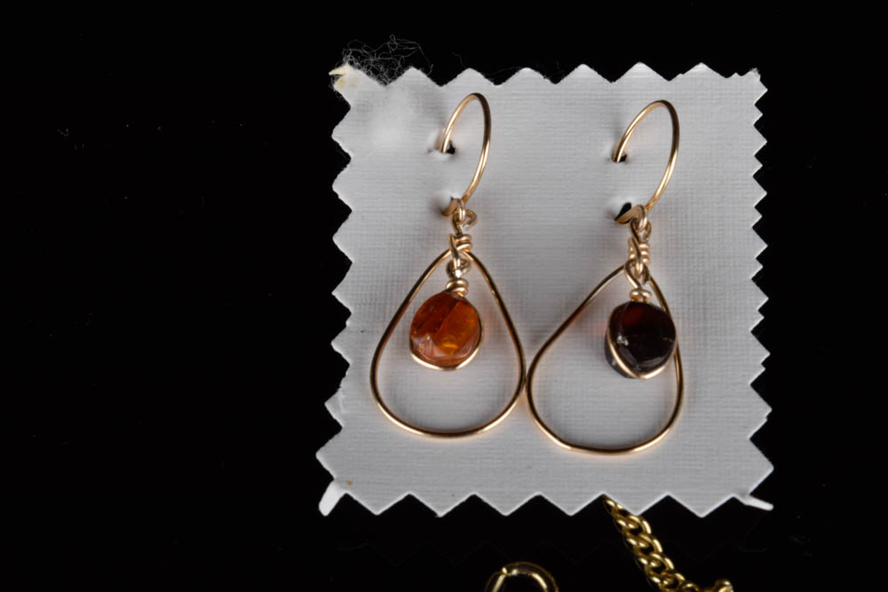 Scarab Bracelet and Amber Earrings