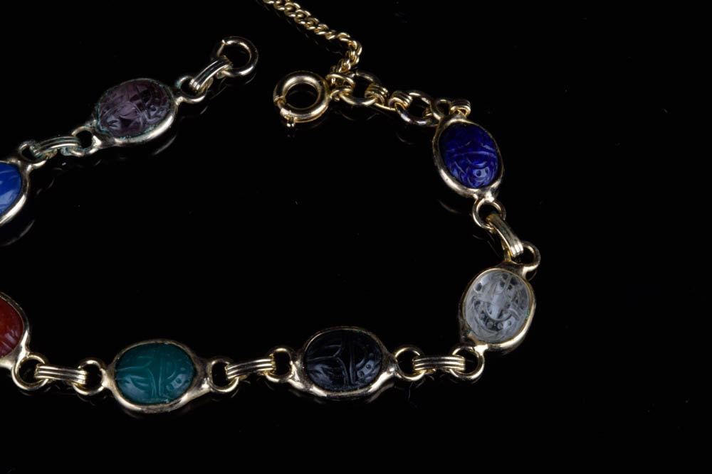 Scarab Bracelet and Amber Earrings