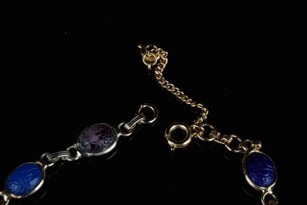 Scarab Bracelet and Amber Earrings