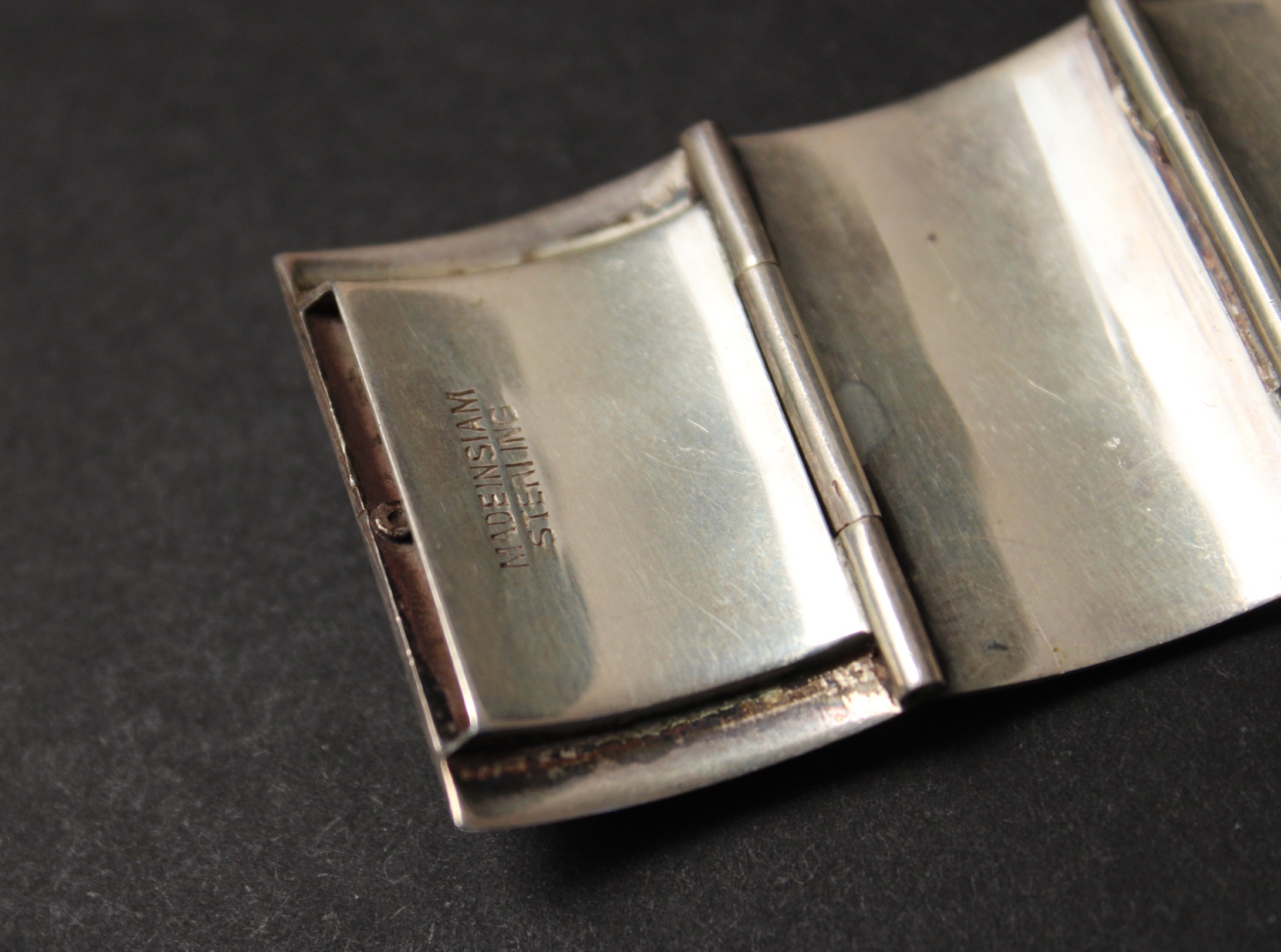 Sterling Silver Siamese Niello Bracelet and Earrings