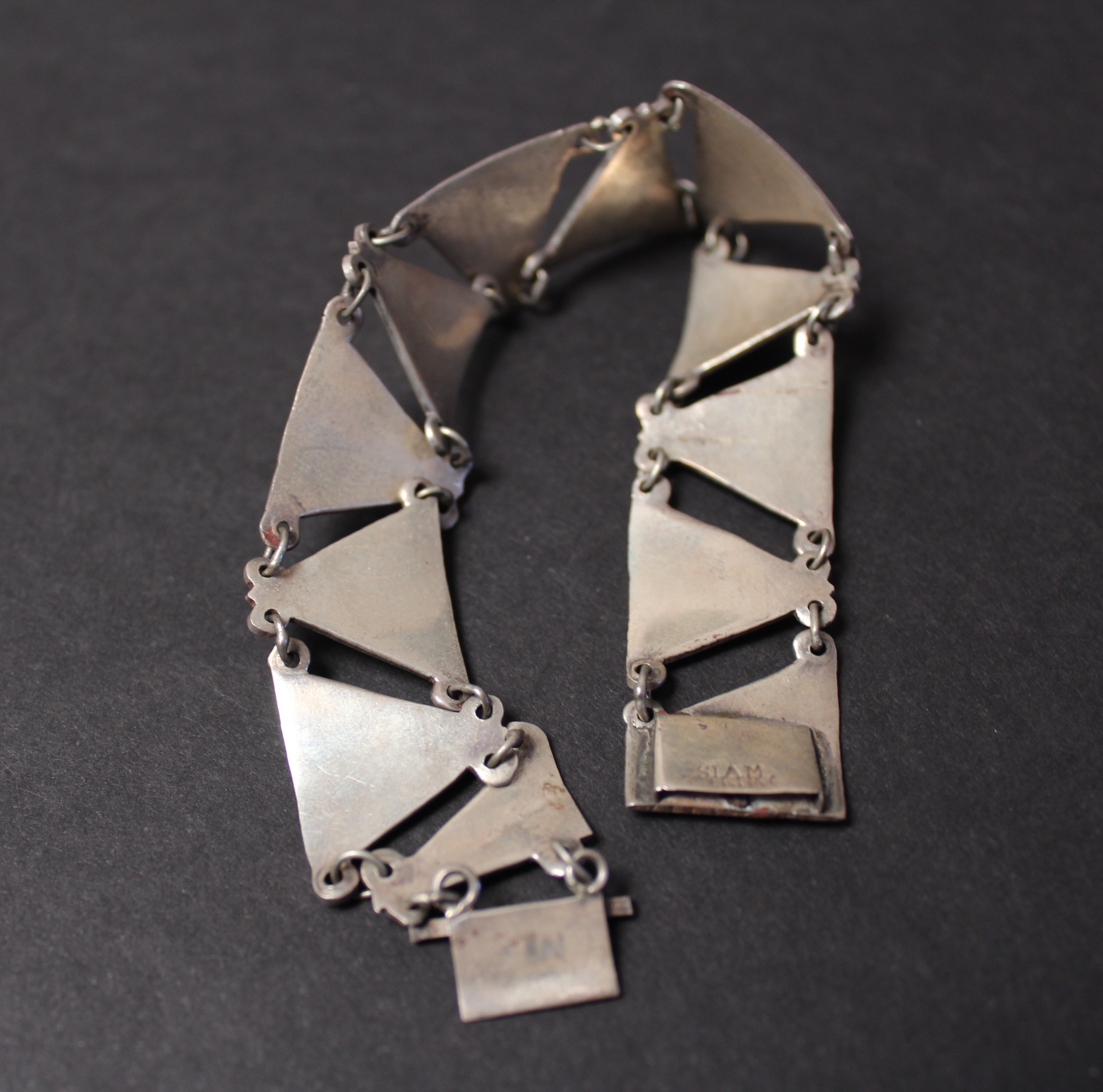 Sterling Silver and Enamel Siamese Bracelet and Earrings