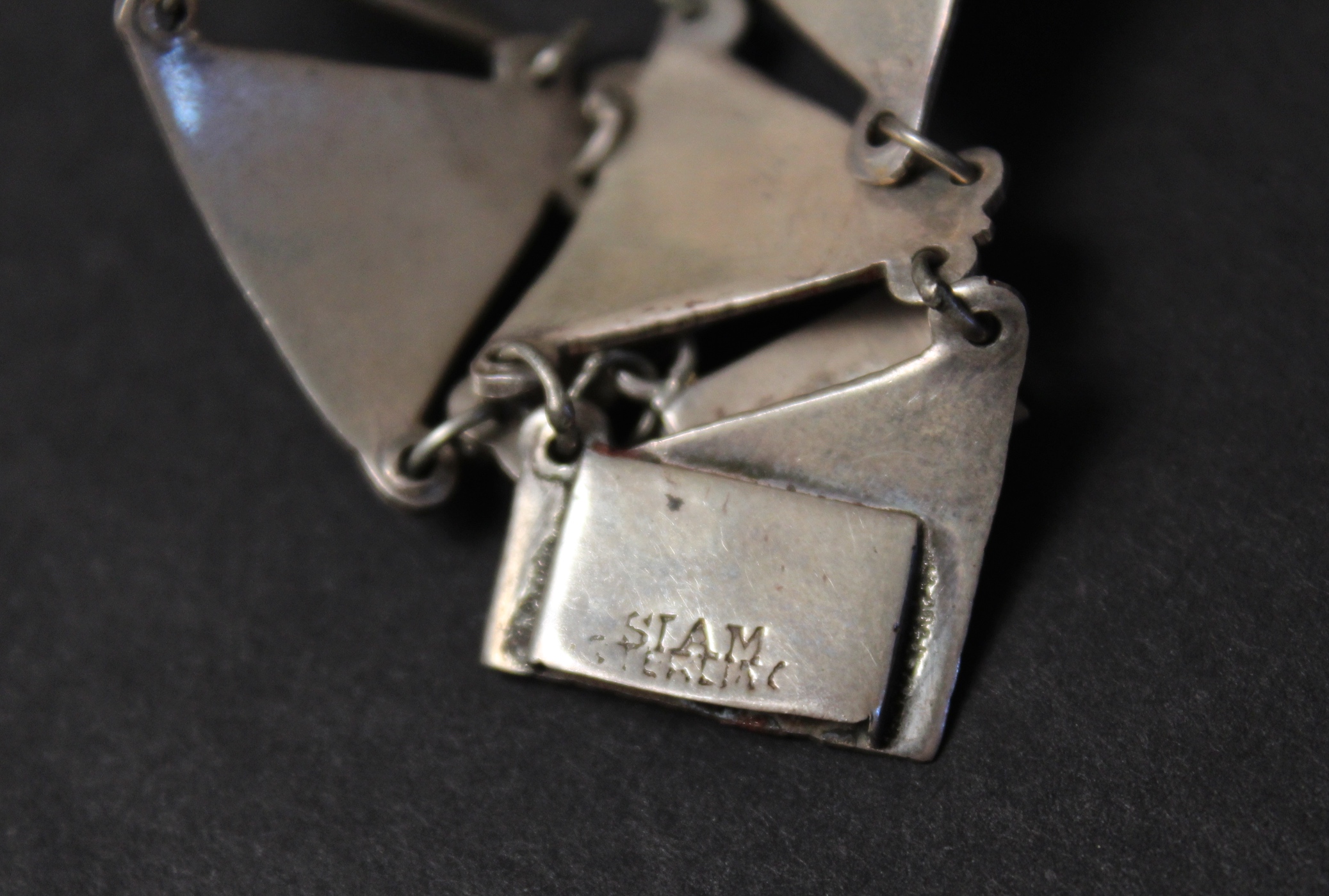 Sterling Silver and Enamel Siamese Bracelet and Earrings