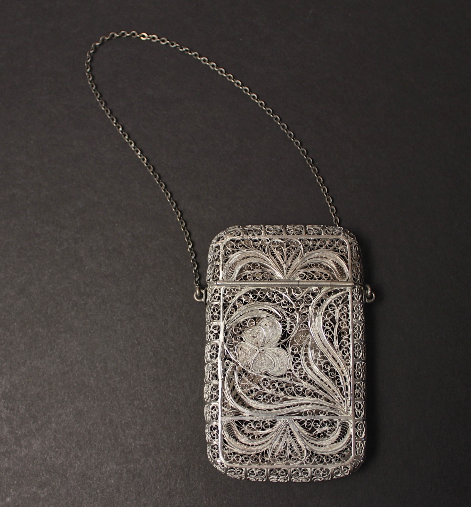 Sterling Silver Filigree Chatelaine Cigarette Case