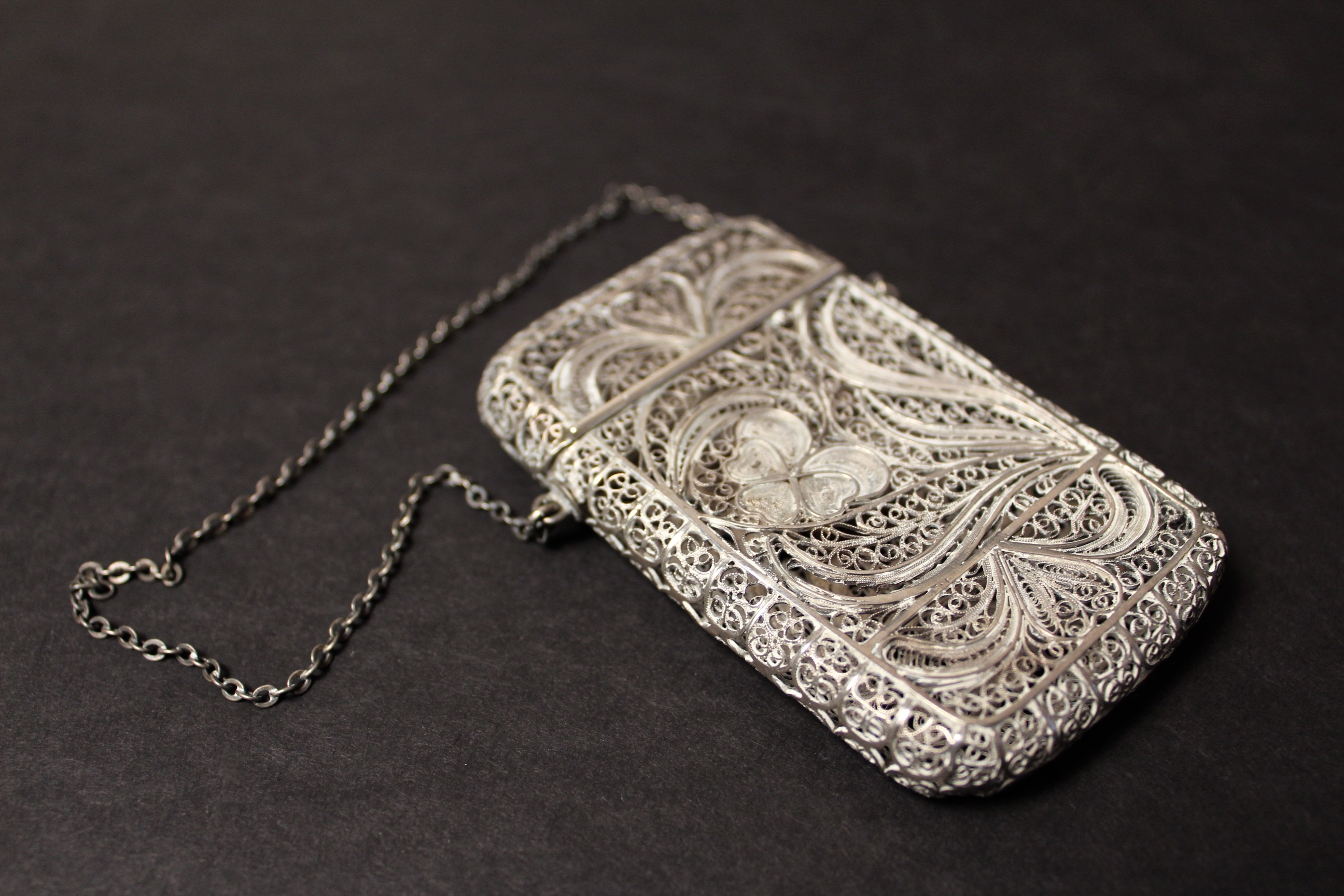 Sterling Silver Filigree Chatelaine Cigarette Case