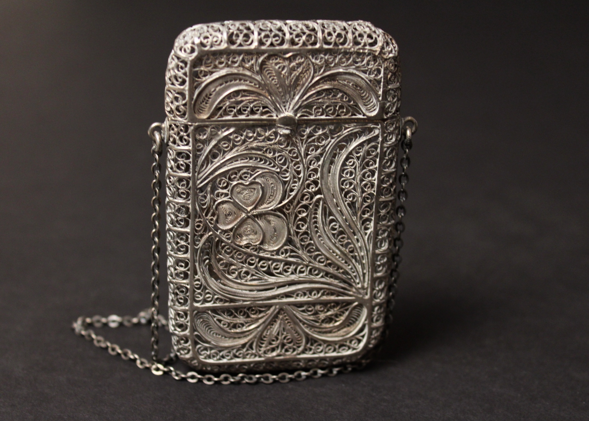 Sterling Silver Filigree Chatelaine Cigarette Case