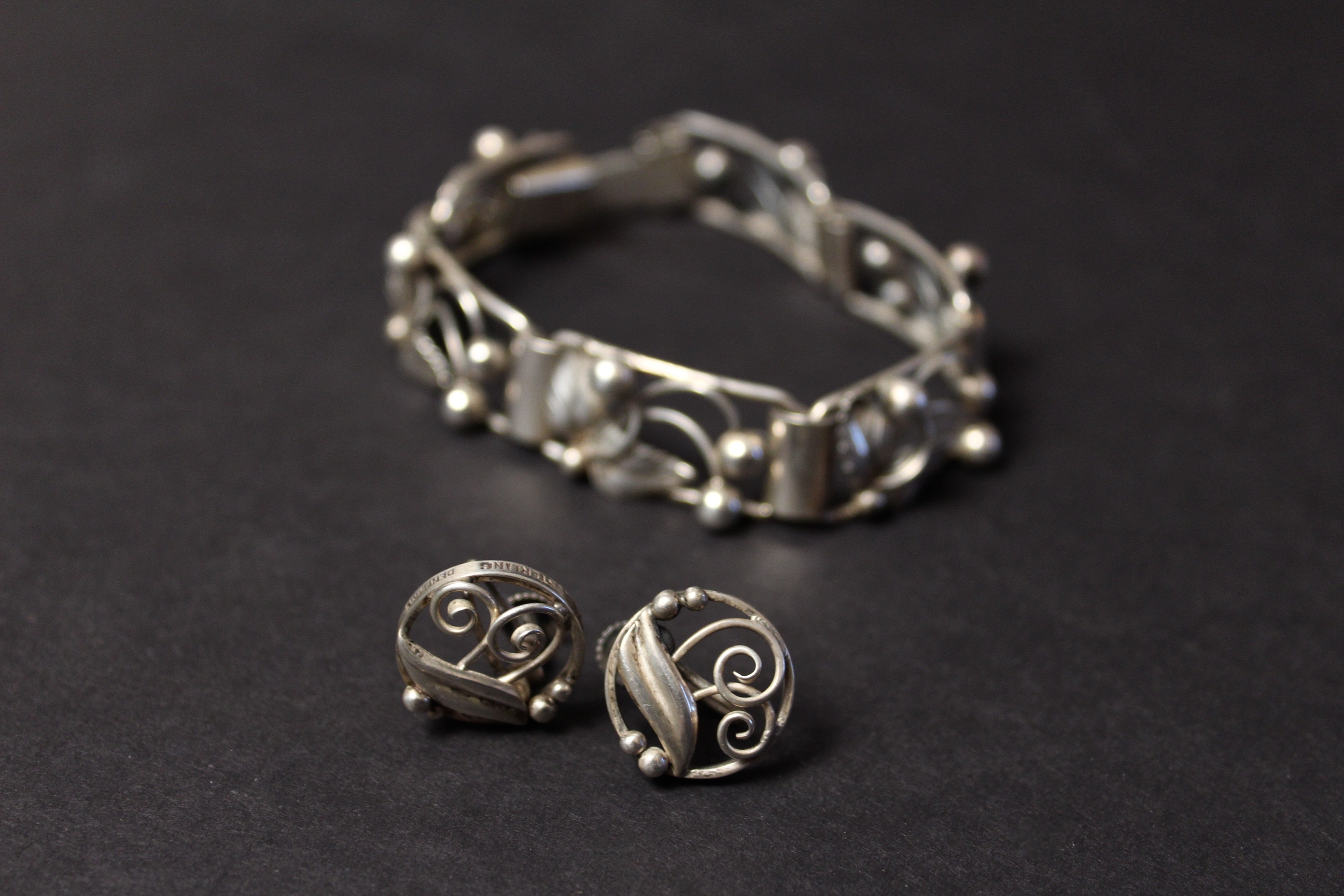 1950's Sterling Silver Bracelet and Earrings by John L. Denmark