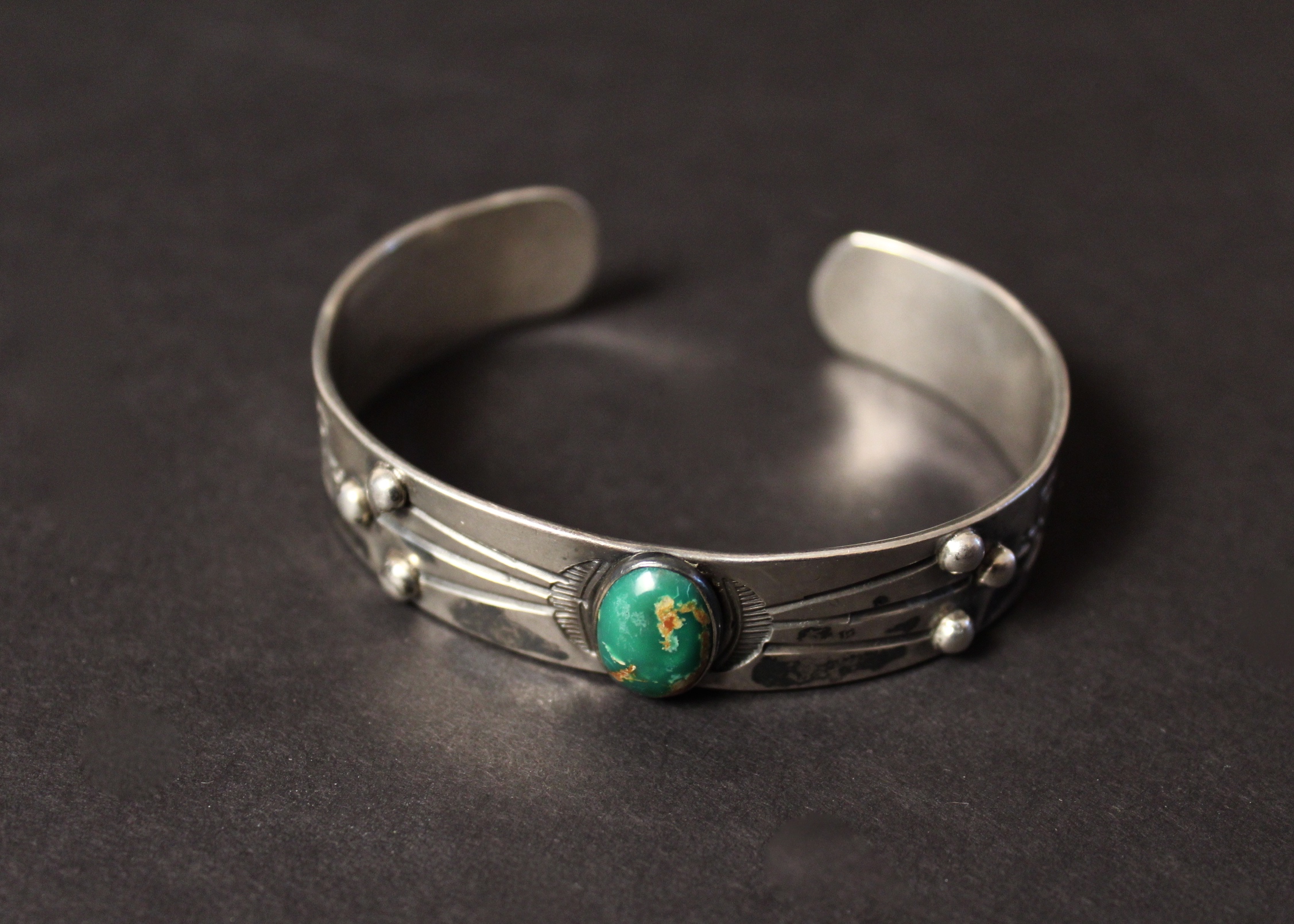 1940's Native American Sterling Silver and Turquoise Cuff Bracelet