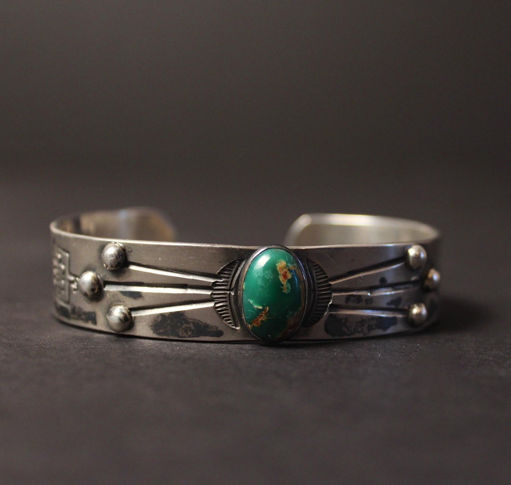 1940's Native American Sterling Silver and Turquoise Cuff Bracelet