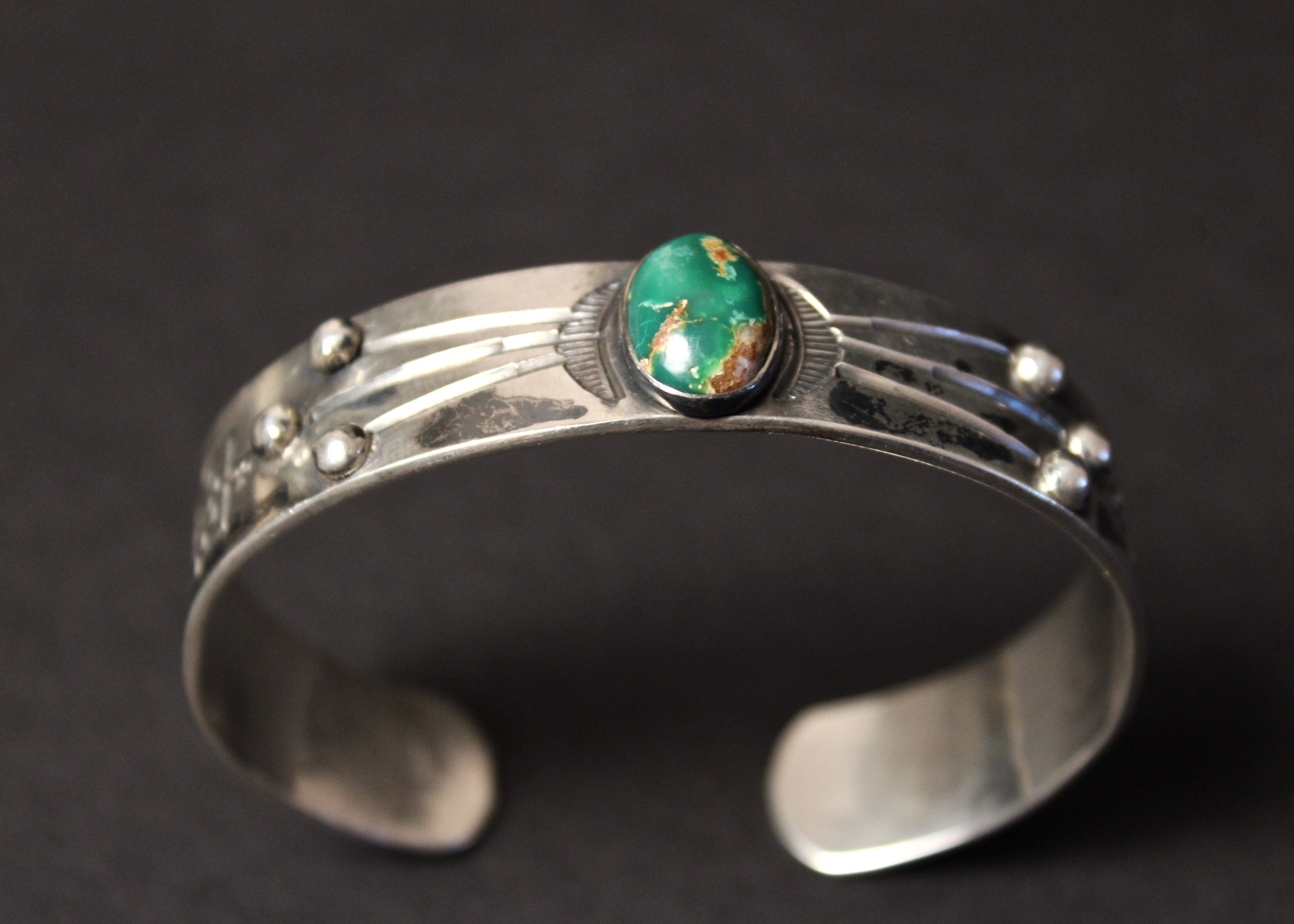 1940's Native American Sterling Silver and Turquoise Cuff Bracelet