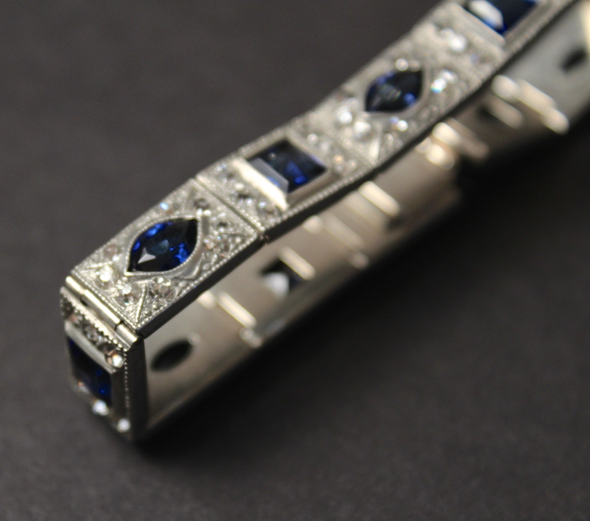Art Deco Faux Sapphire and Diamond Bracelet