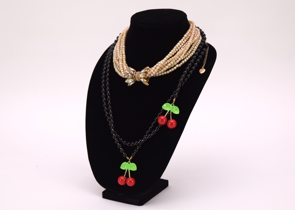 Vintage Costume Faux Pearl Choker and Betsey Johnson Necklace