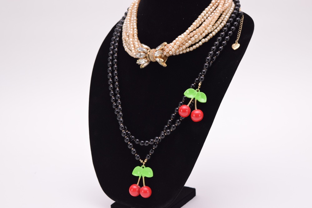Vintage Costume Faux Pearl Choker and Betsey Johnson Necklace