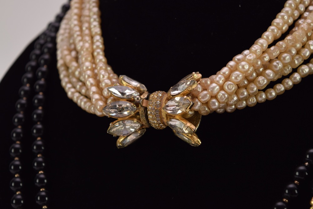 Vintage Costume Faux Pearl Choker and Betsey Johnson Necklace